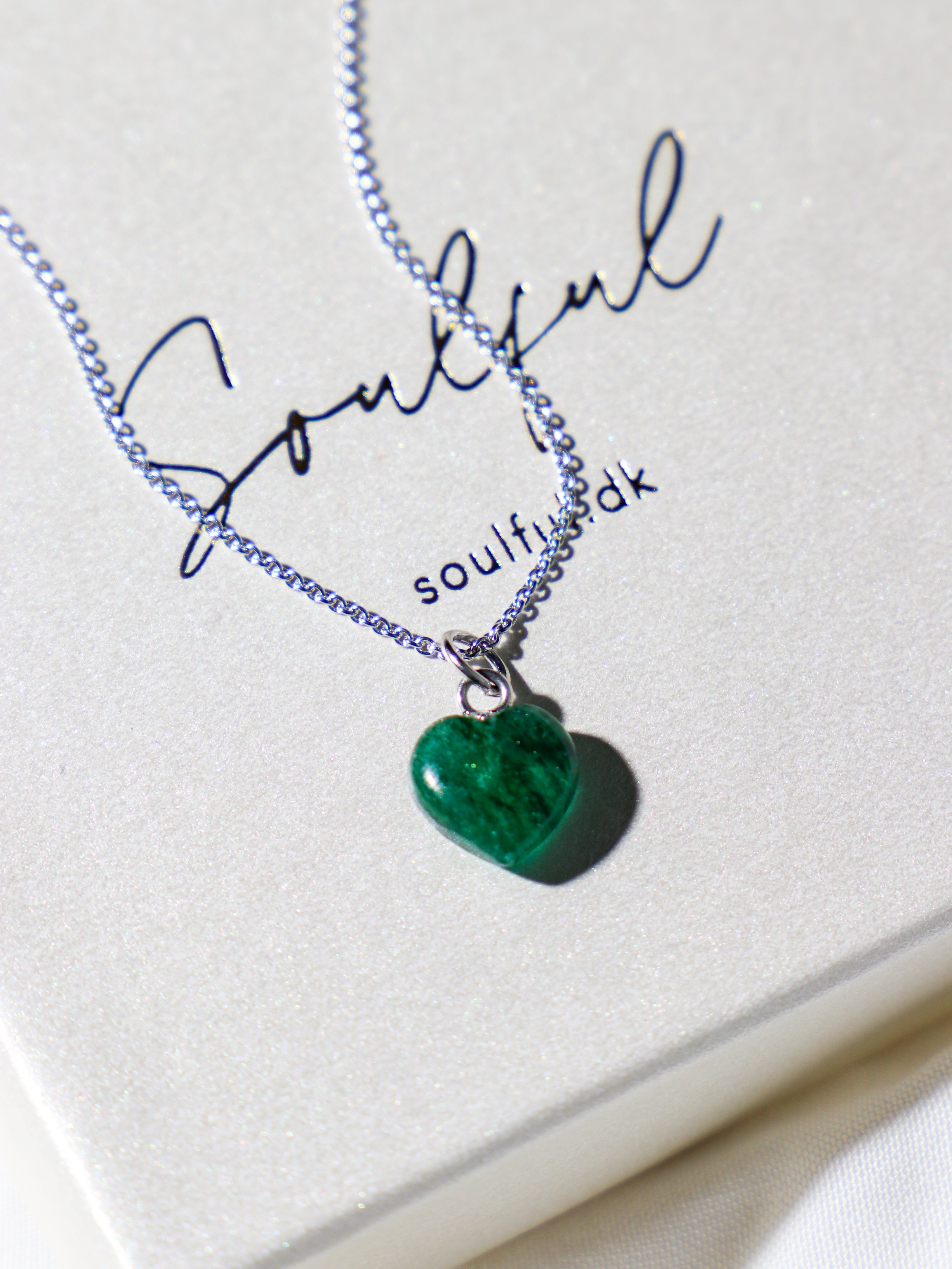 Grøn Aventurin MINI Hjerte Halskæde