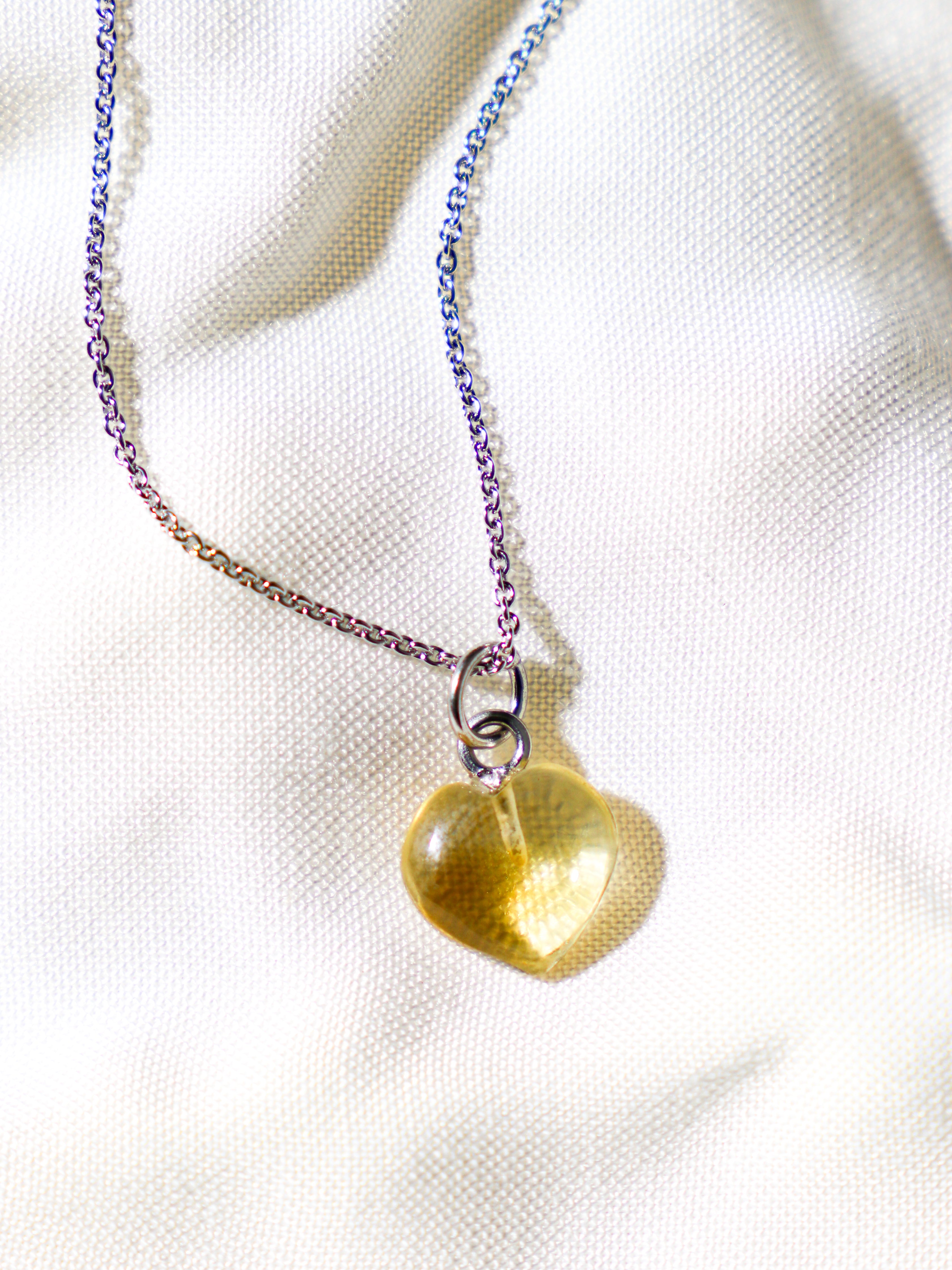 Citrin MINI Hjerte Halskæde