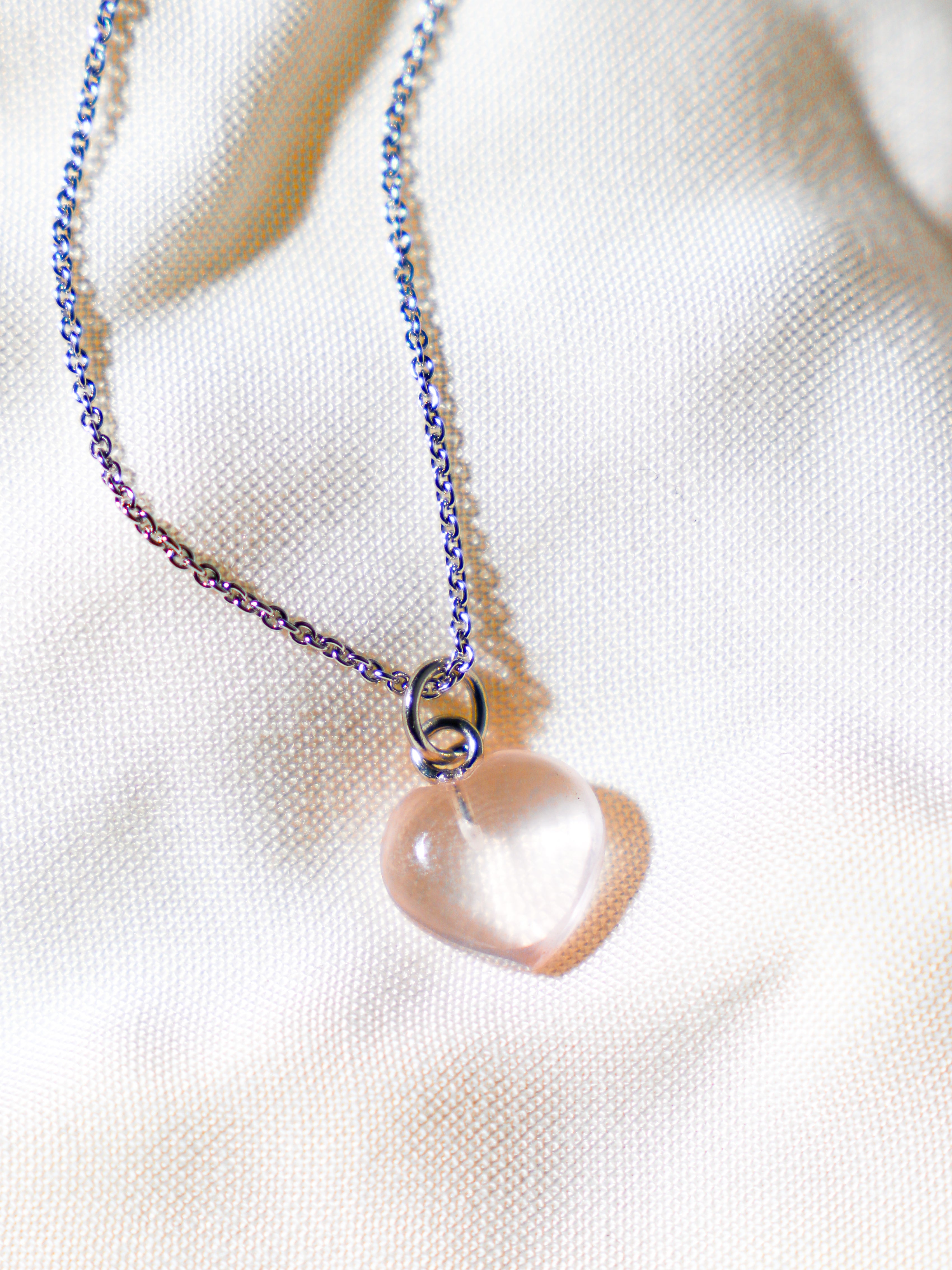 Rosakvarts MINI Hjerte Halskæde
