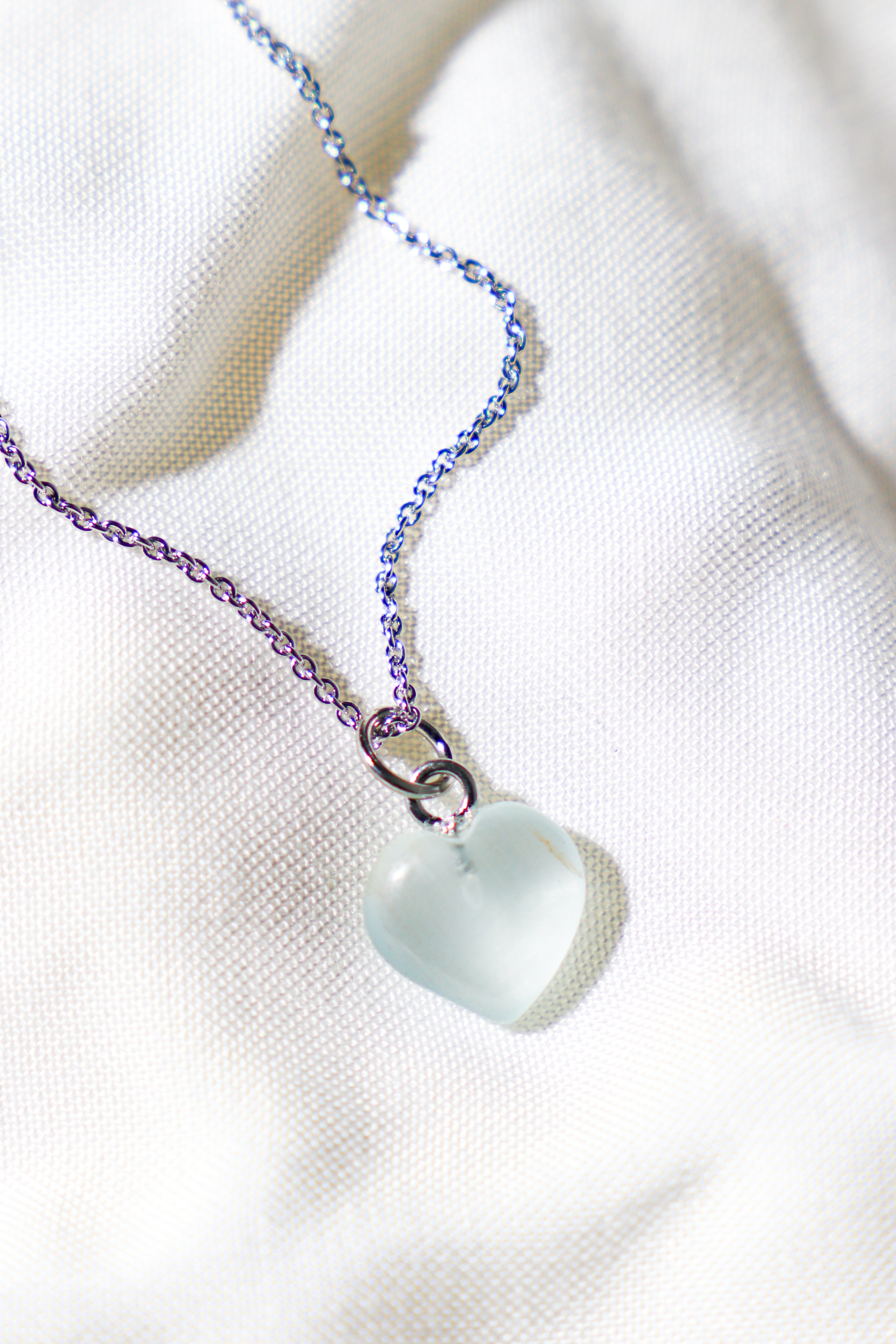 Akvamarin MINI Hjerte Halskæde