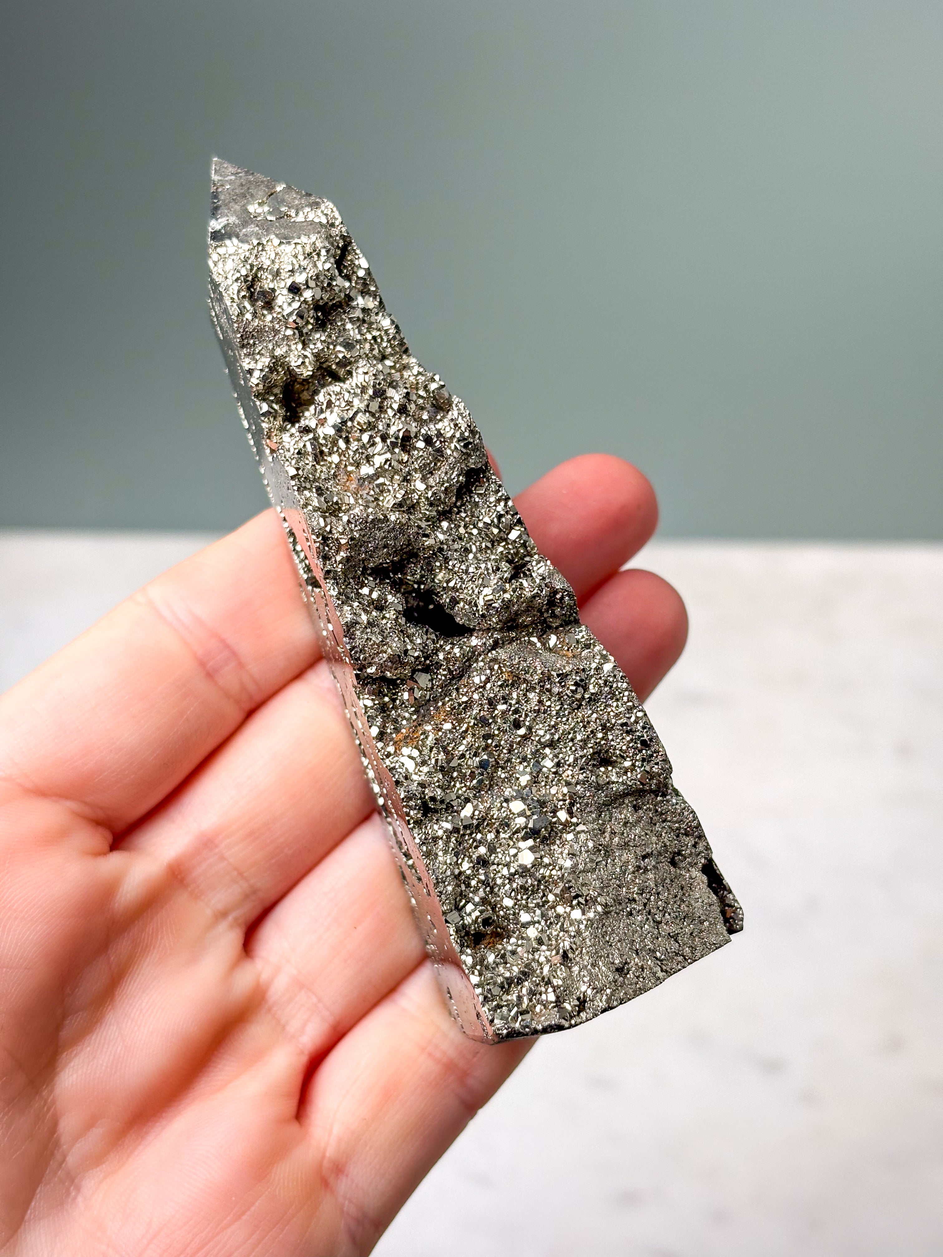 Druzy Pyrit Tårn (Nr. 5) Eksklusiv Kvalitet