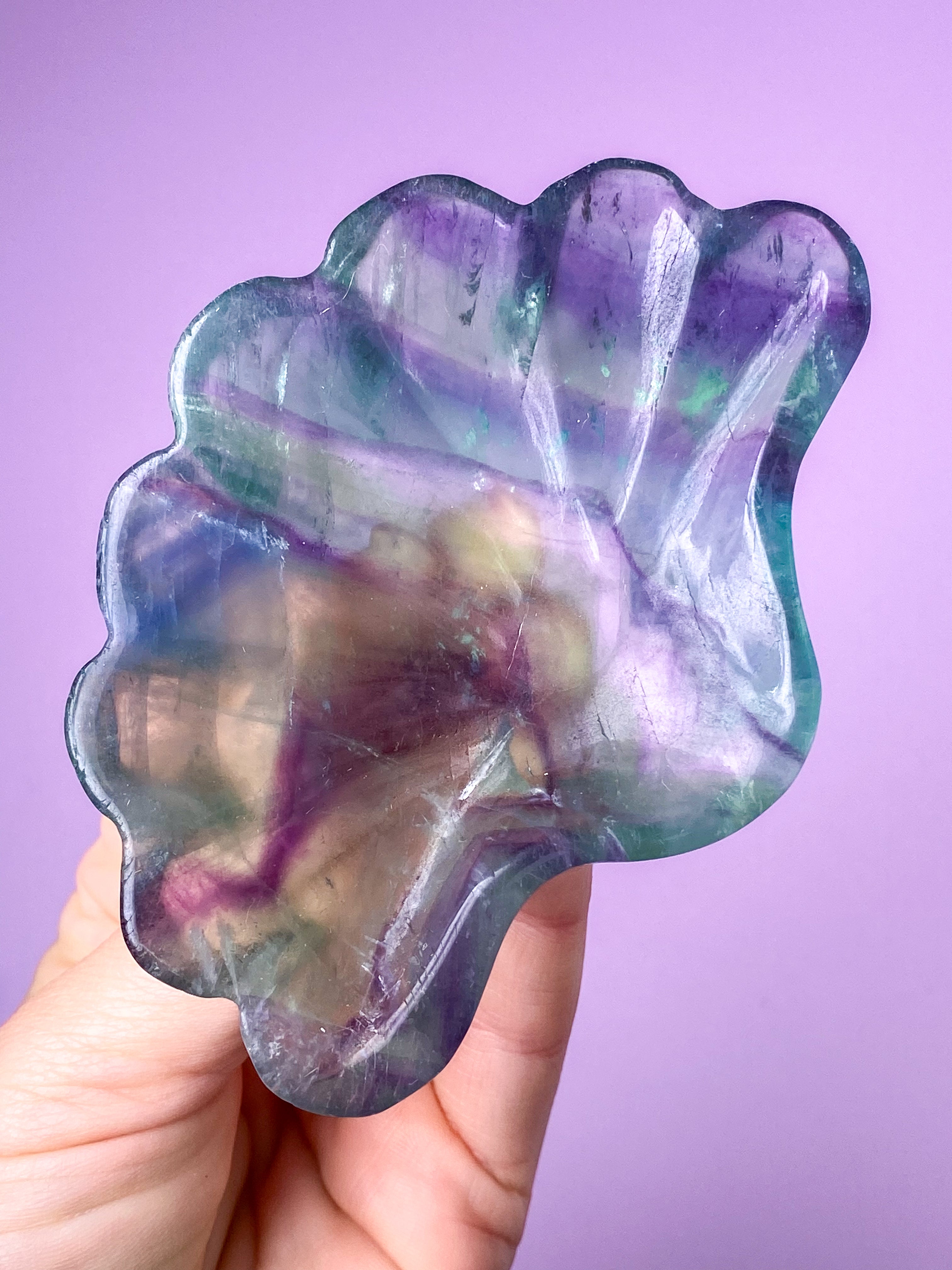 Regnbue Fluorit Muslingeskål  (Nr. 3)