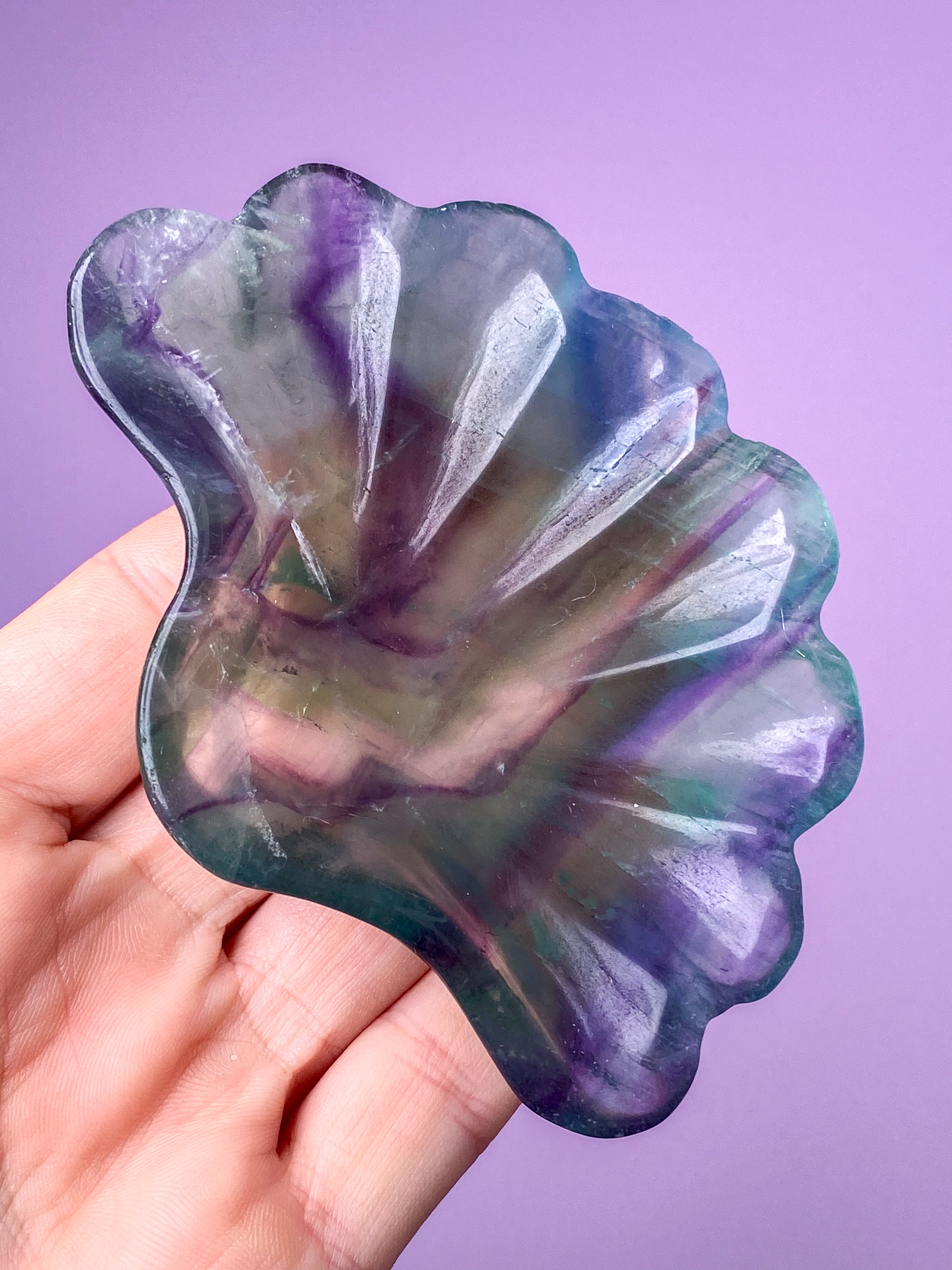 Regnbue Fluorit Muslingeskål  (Nr. 3)