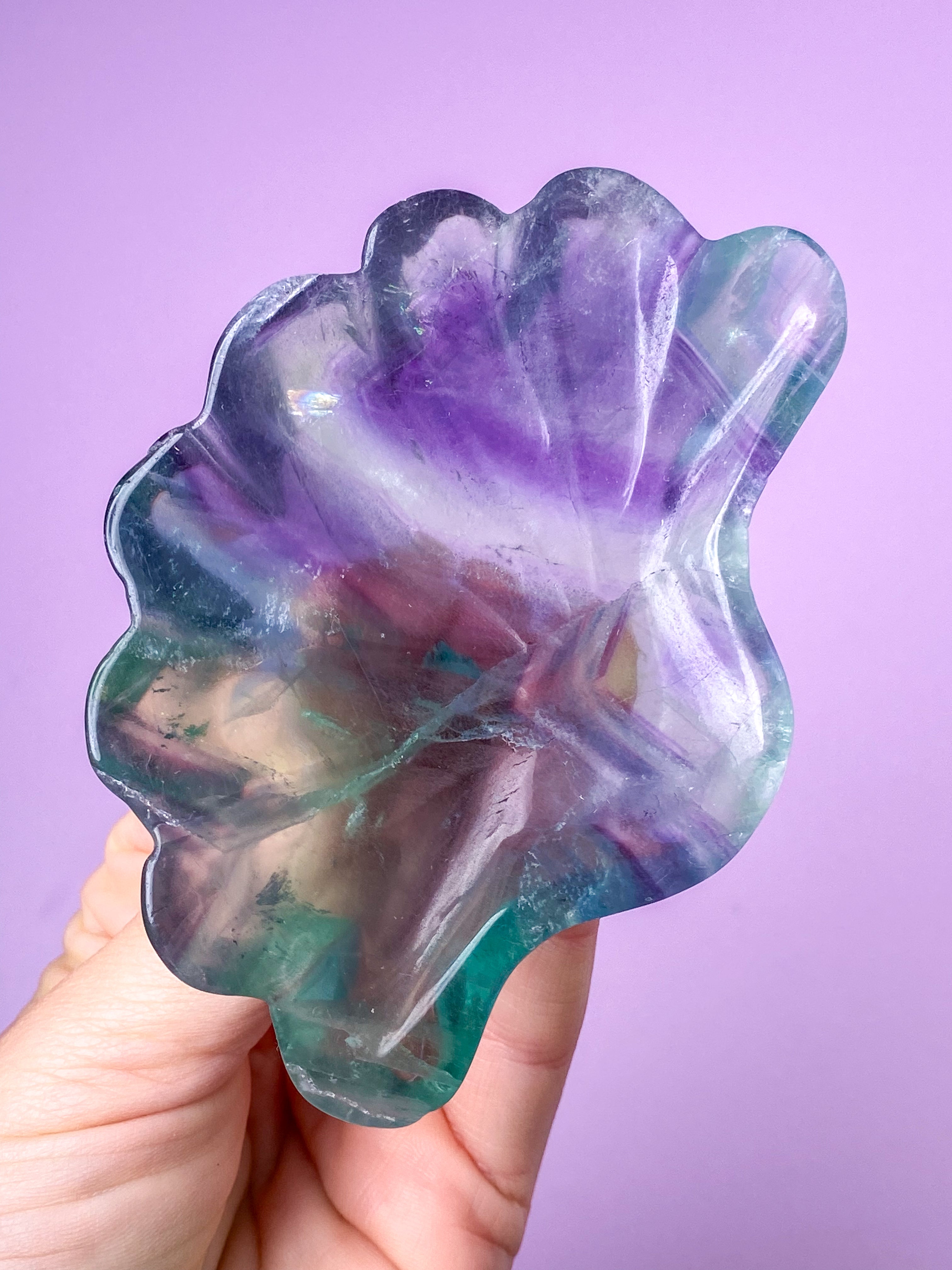 Regnbue Fluorit Muslingeskål  (Nr. 4)