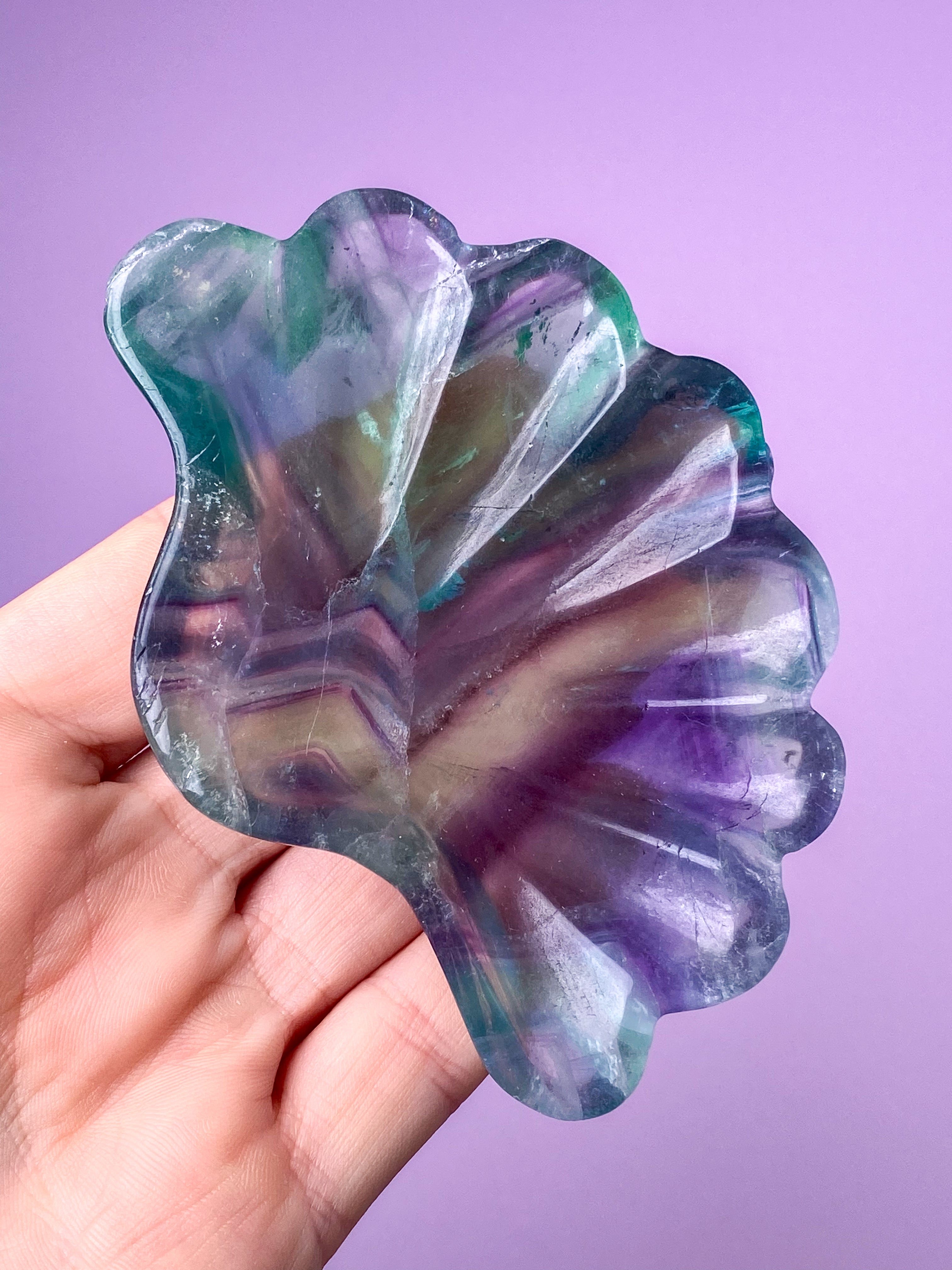 Regnbue Fluorit Muslingeskål  (Nr. 4)