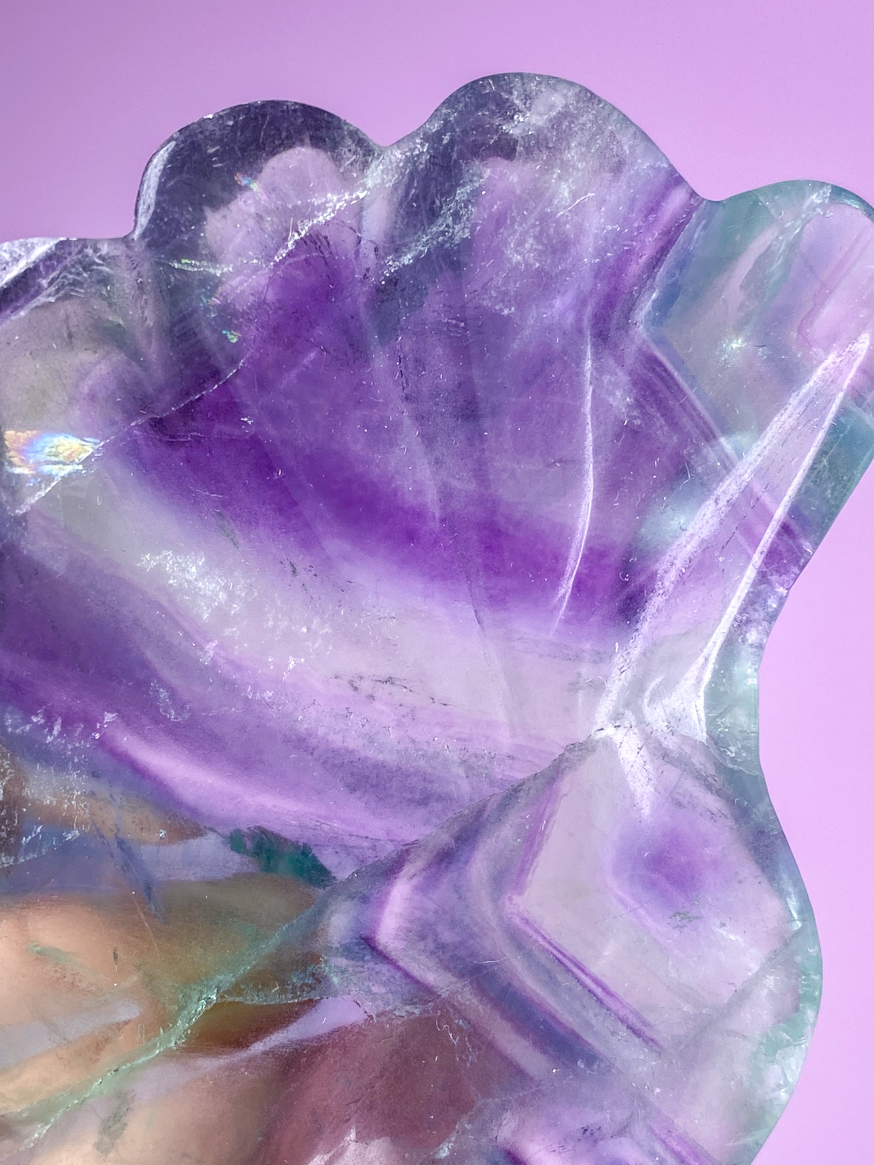 Regnbue Fluorit Muslingeskål  (Nr. 4)