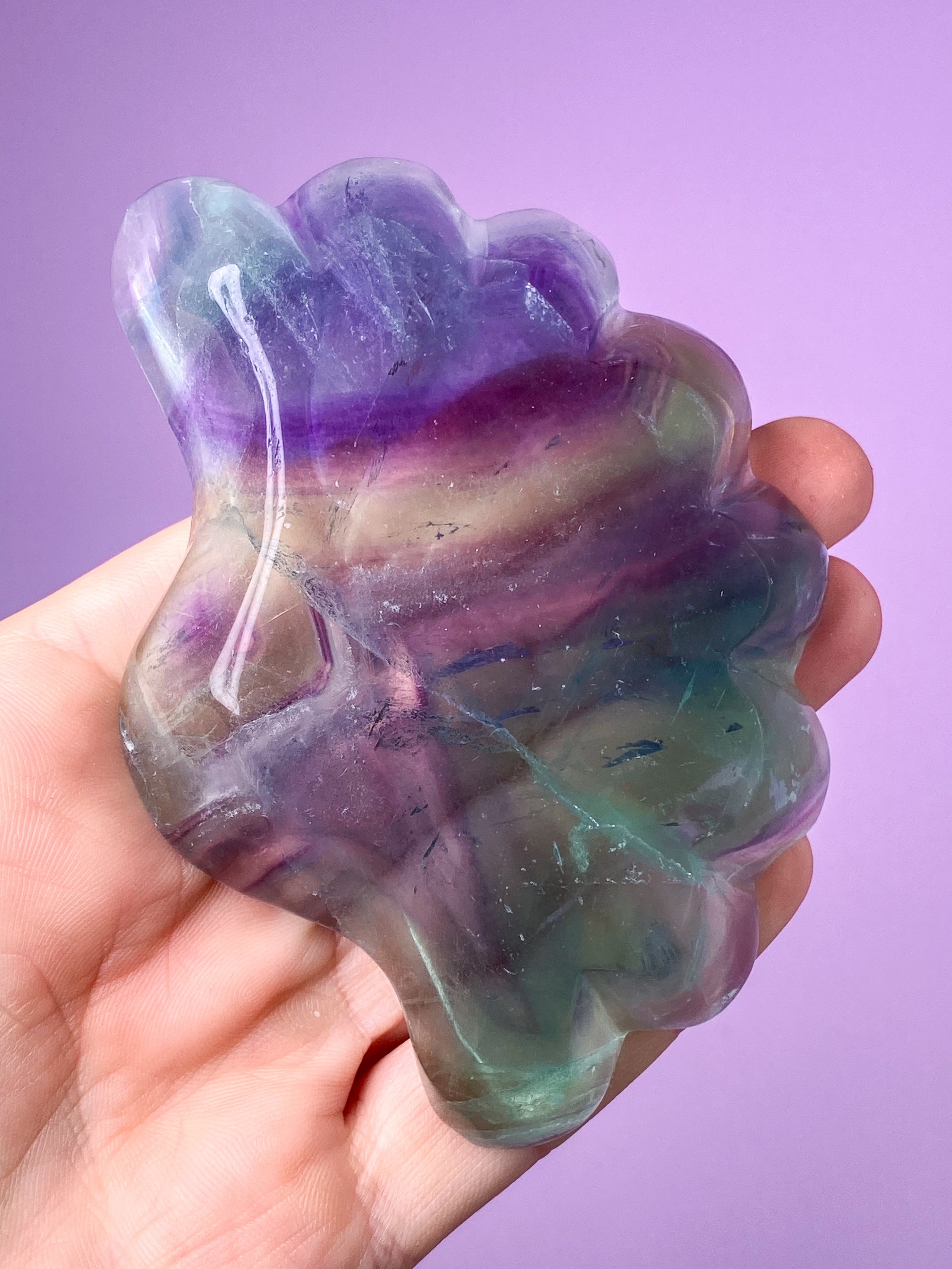 Regnbue Fluorit Muslingeskål  (Nr. 4)