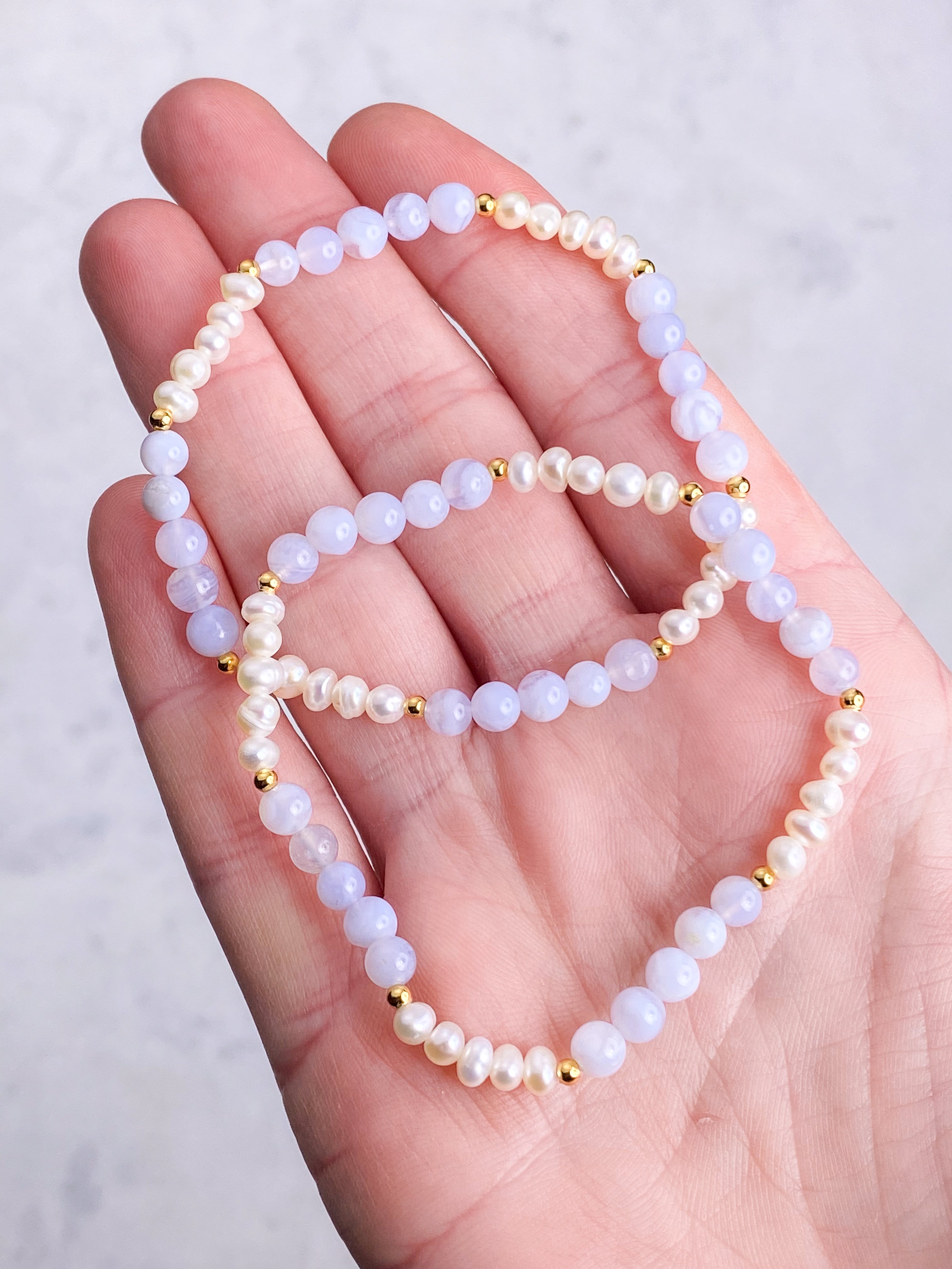 Blonde Agat & Ferskvandsperle Armbånd