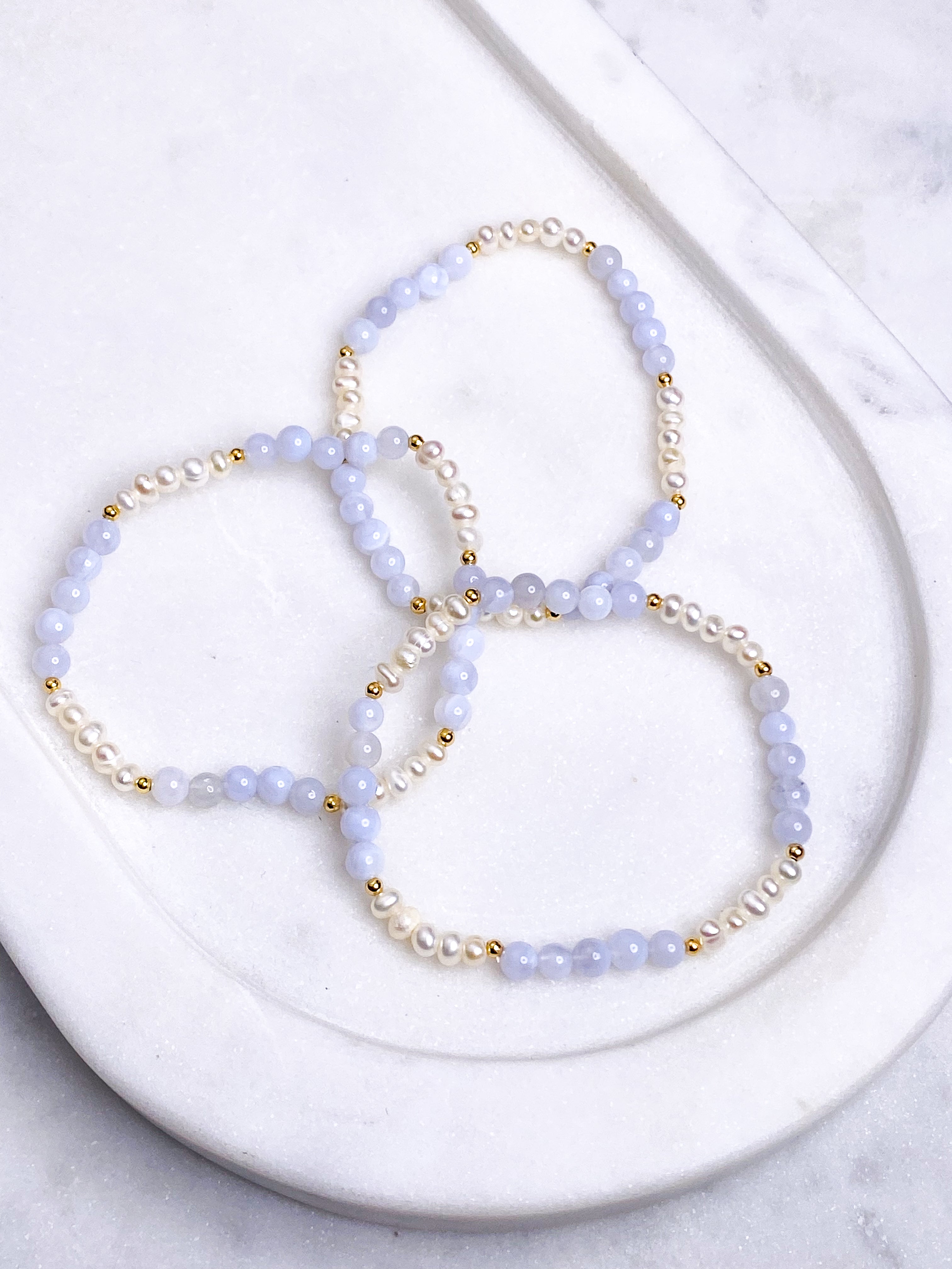 Blonde Agat & Ferskvandsperle Armbånd