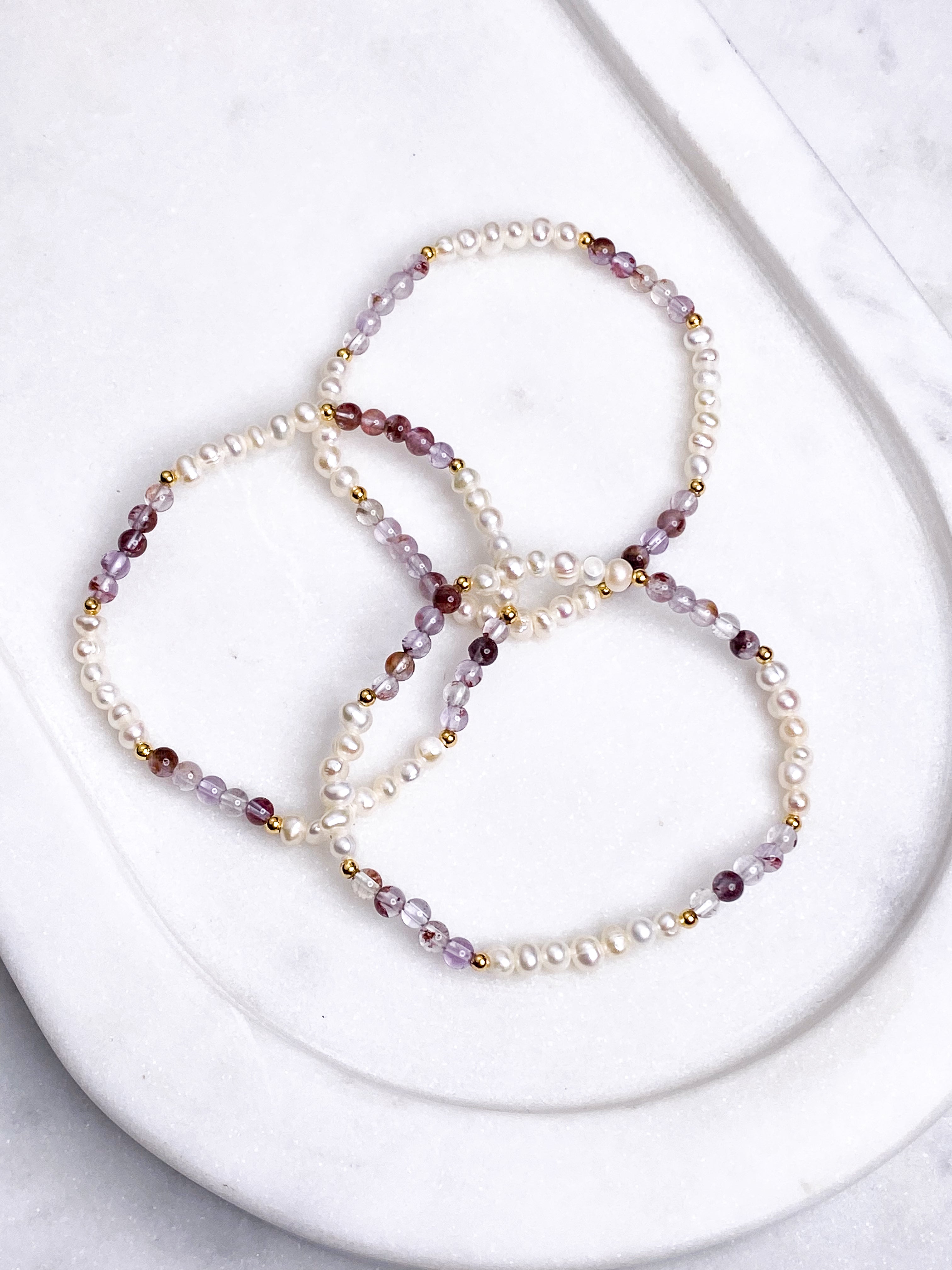 Super Seven & Ferskvandsperle Armbånd