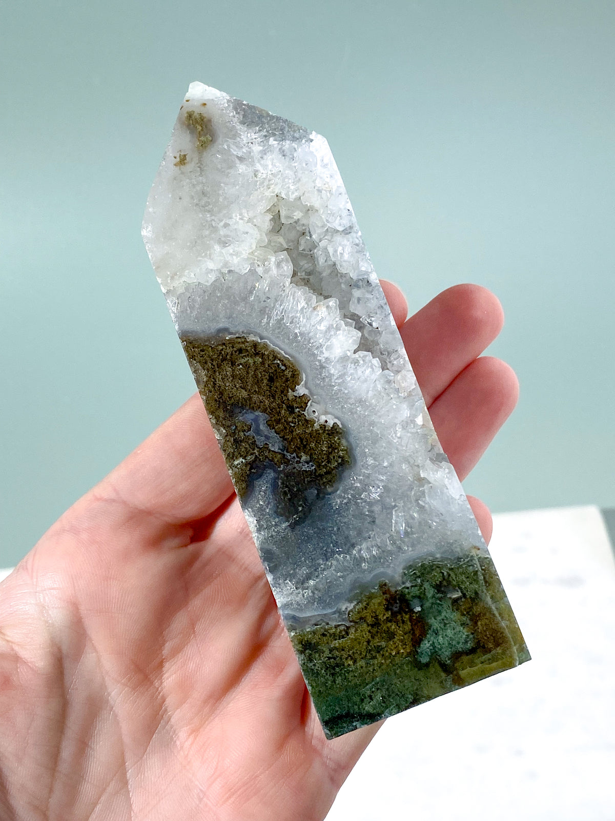 Druzy Moss Agate Tower (No. 1)