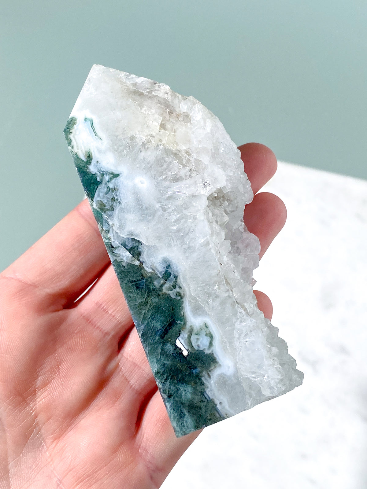 Druzy Moss Agate Tower (No. 6)