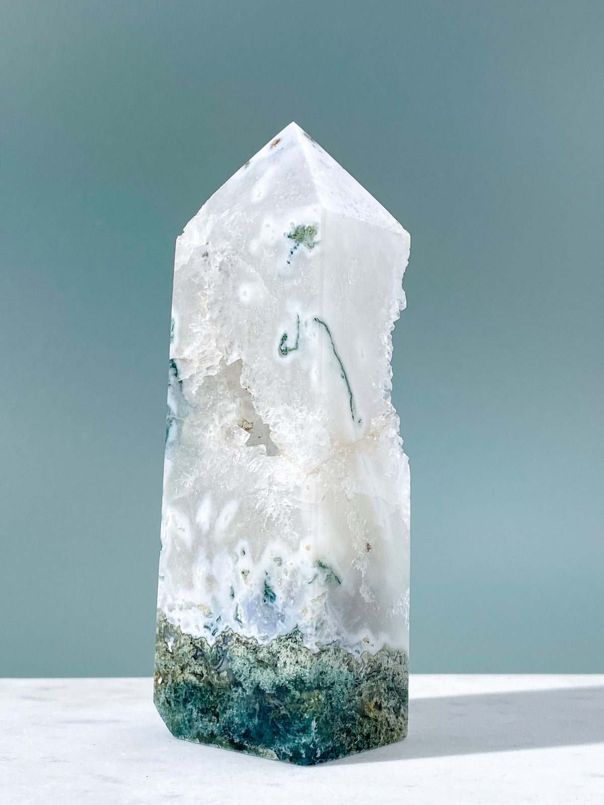 Druzy Moss Agate Tower (No. 7)