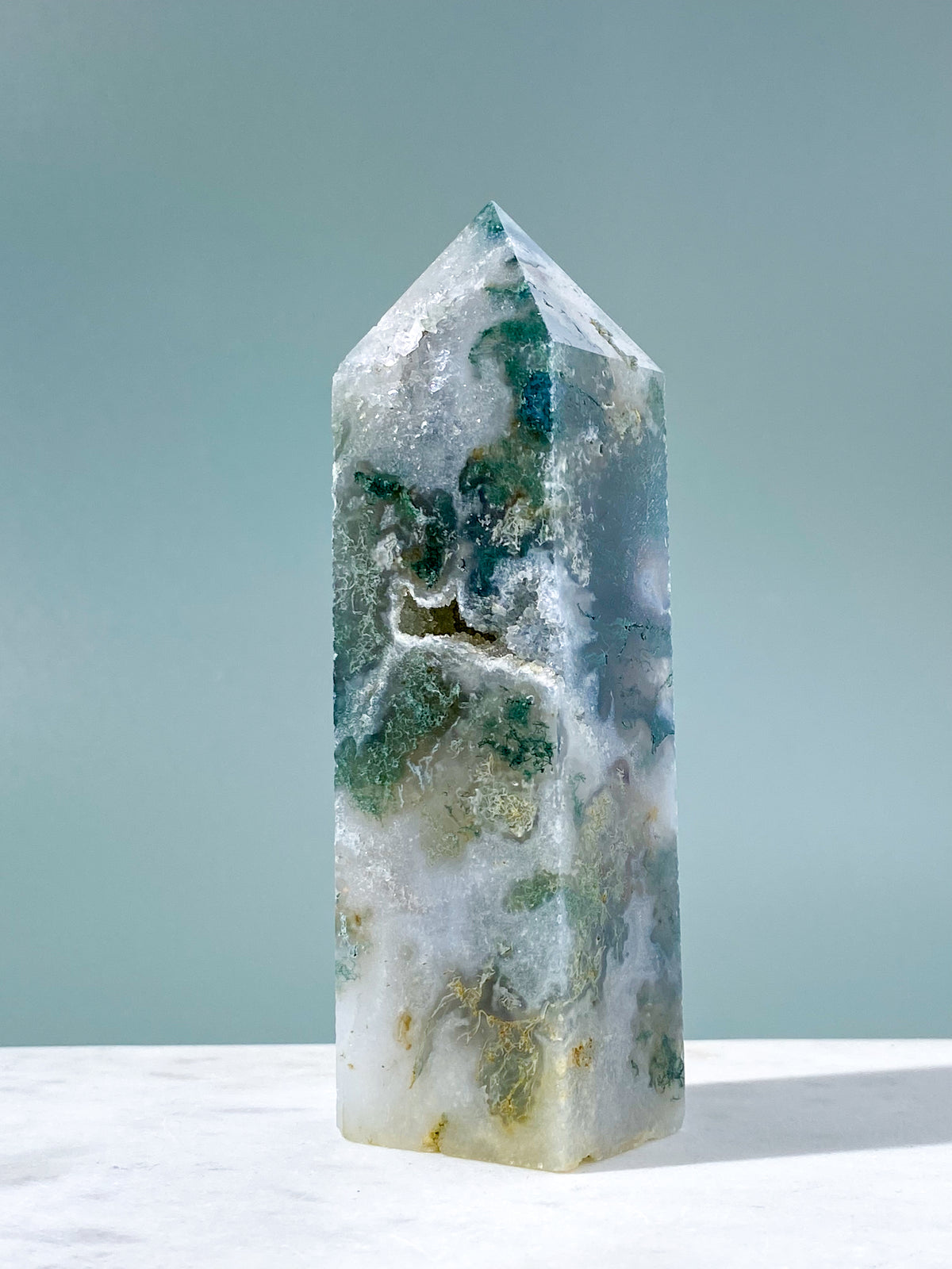 Druzy Moss Agate Tower (No. 8)