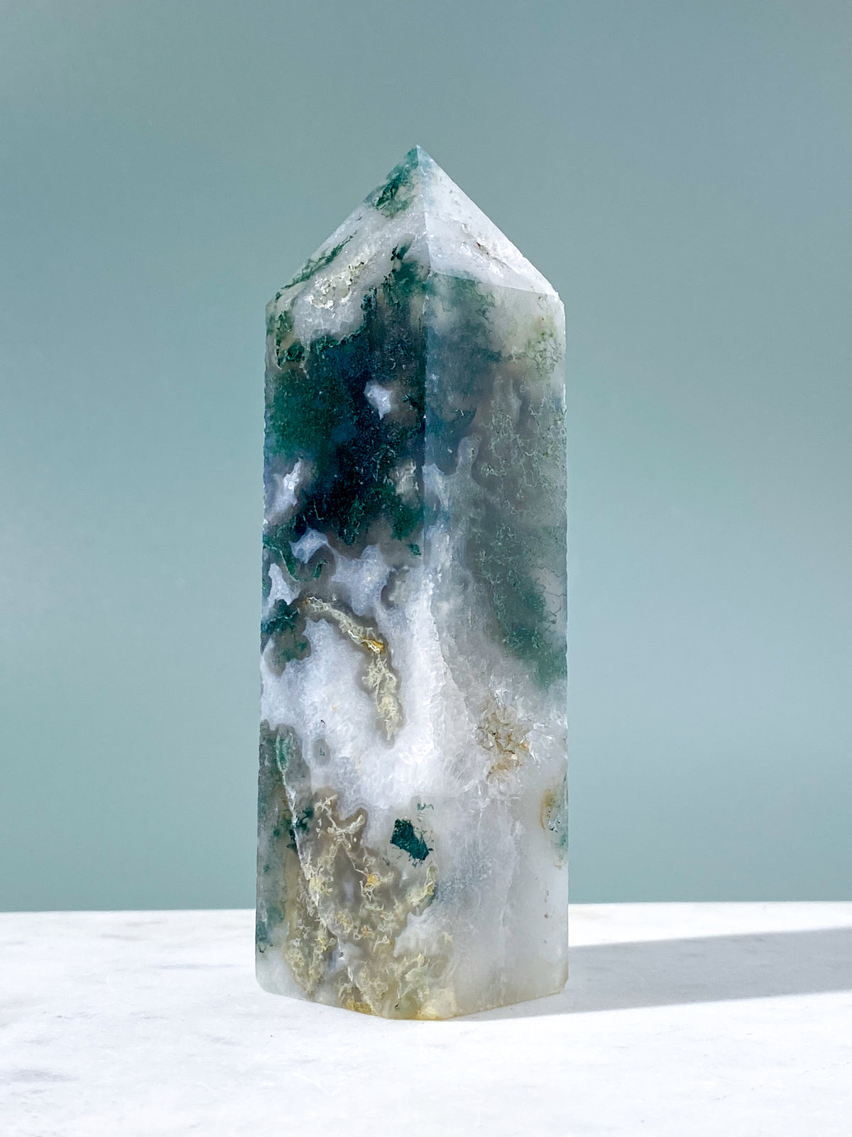 Druzy Moss Agate Tower (No. 8)