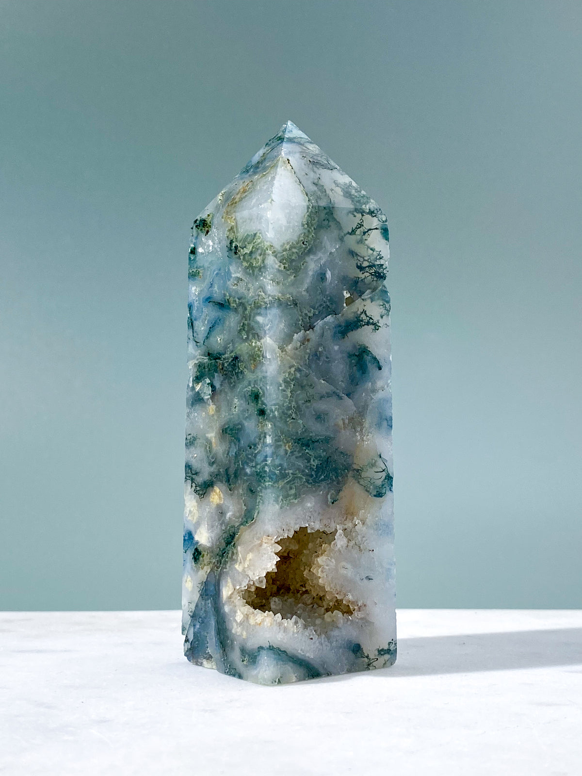 Druzy Mos Agat Tårn (Nr. 13)