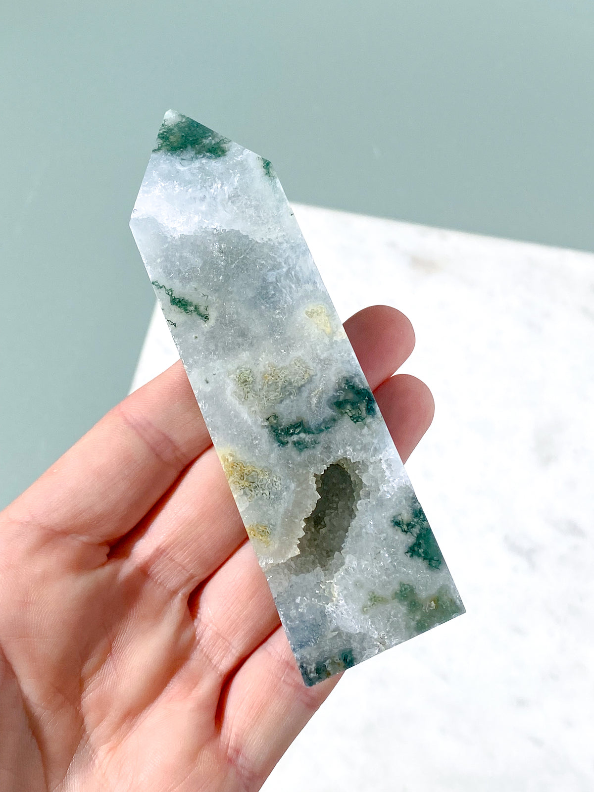 Druzy Mos Agat Tårn (Nr. 14)