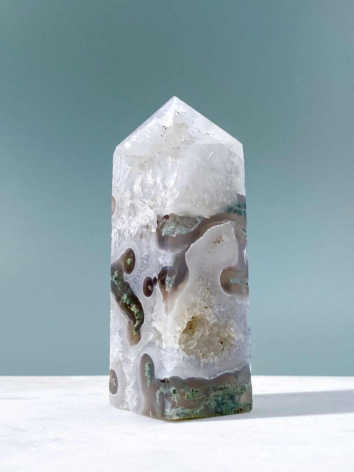 Druzy Mos Agat Tårn (Nr. 15)