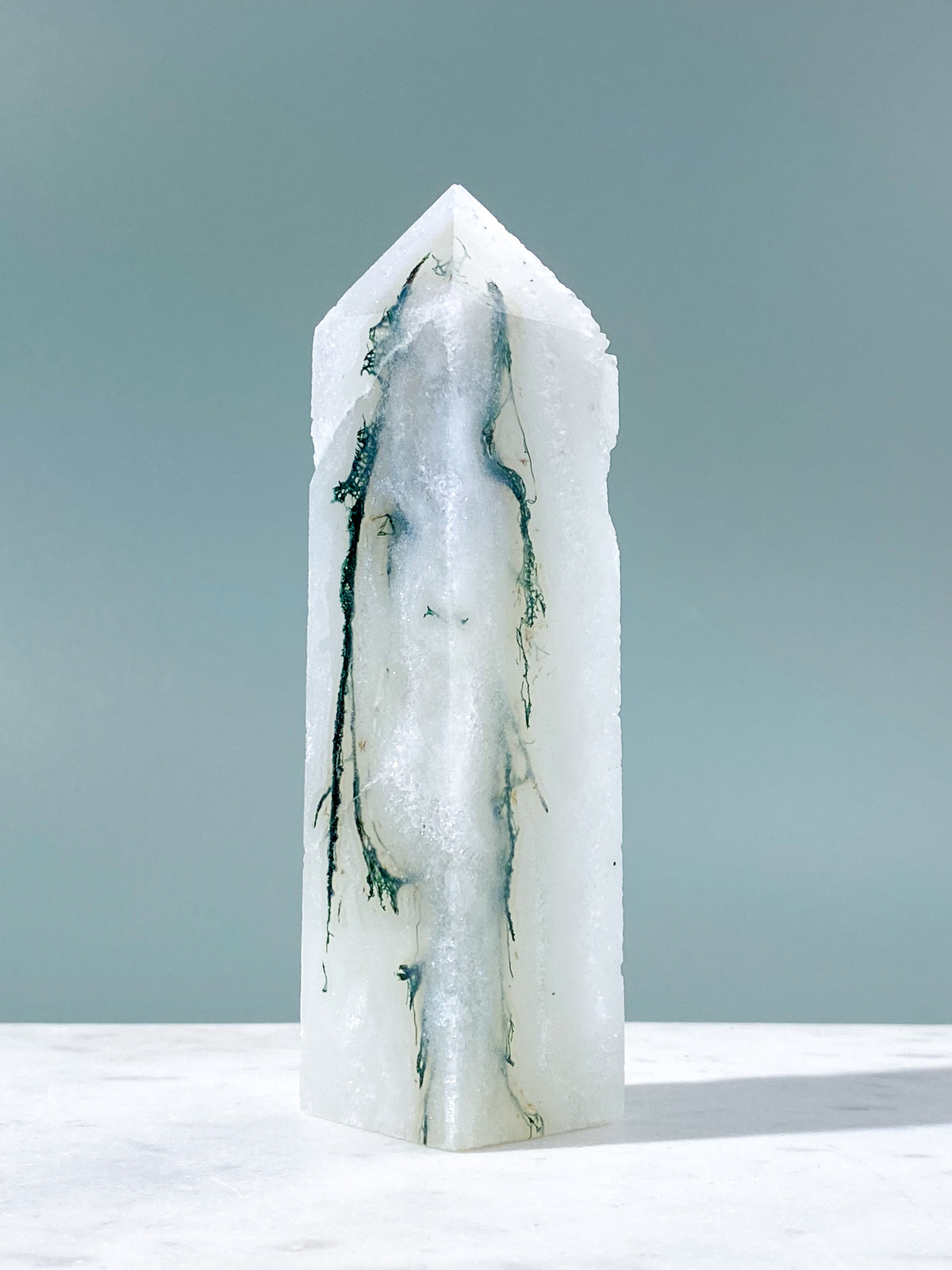 Druzy Moss Agate Tower (No. 17)