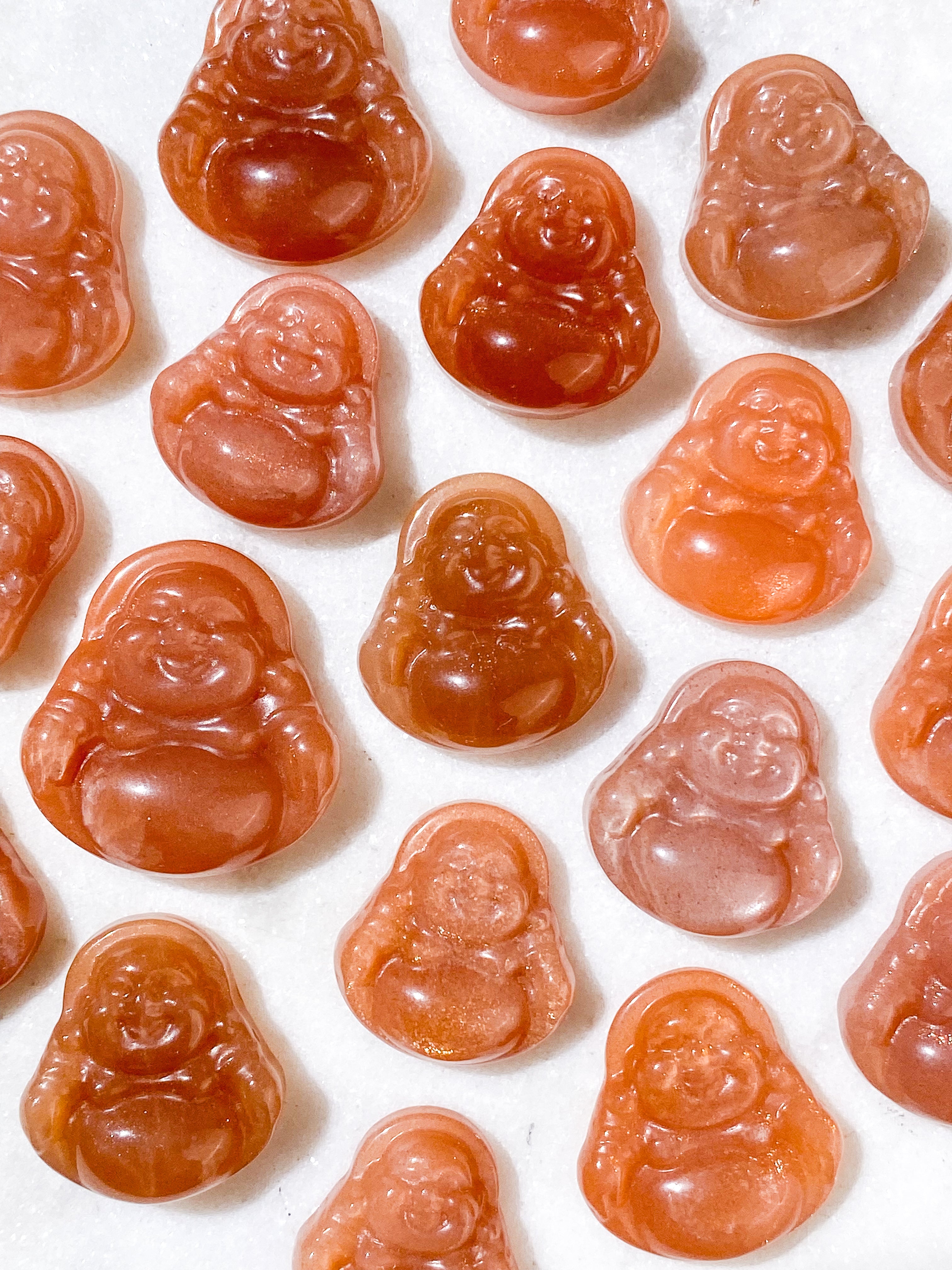 Fersken Månesten Med Solsten Mini Buddha