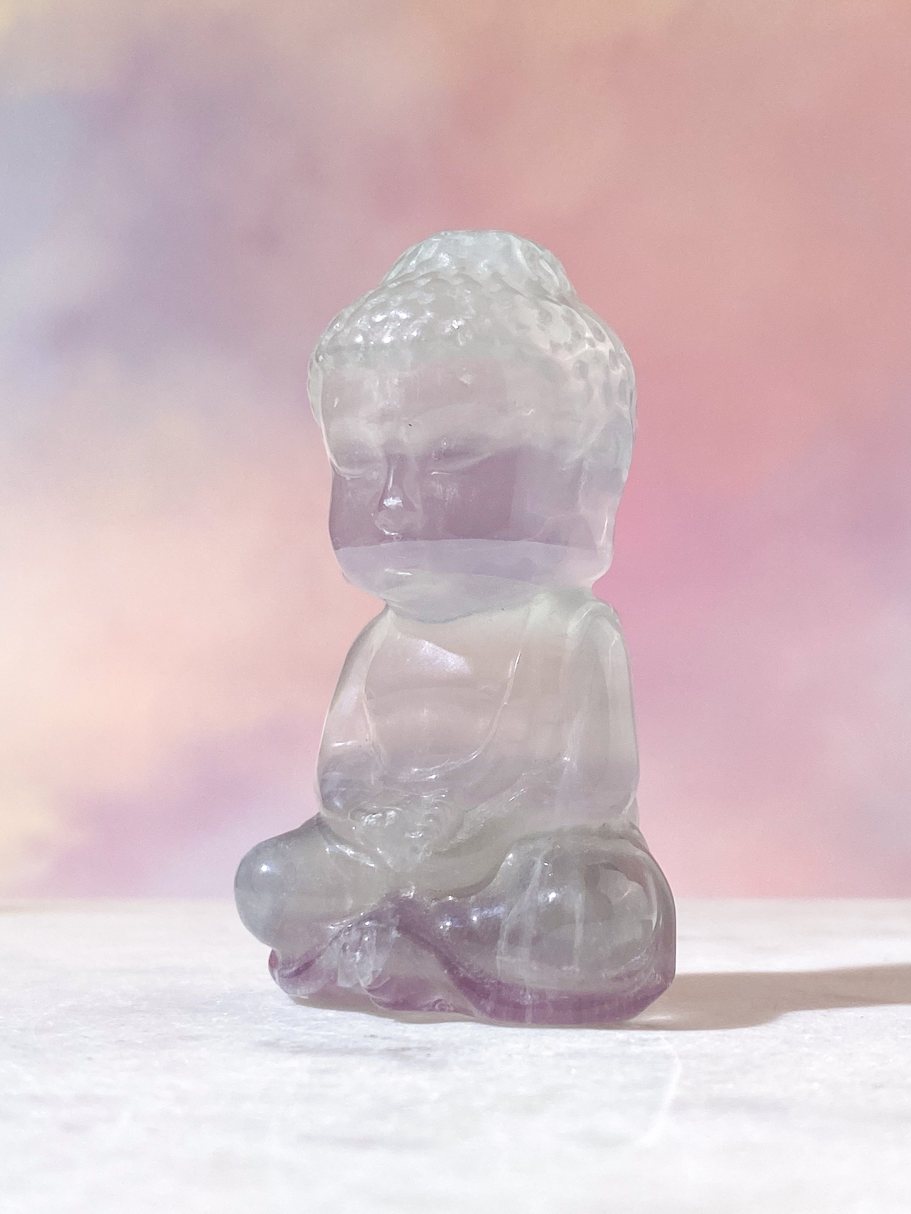 Lavendel (Yttrium) Fluorit Buddha