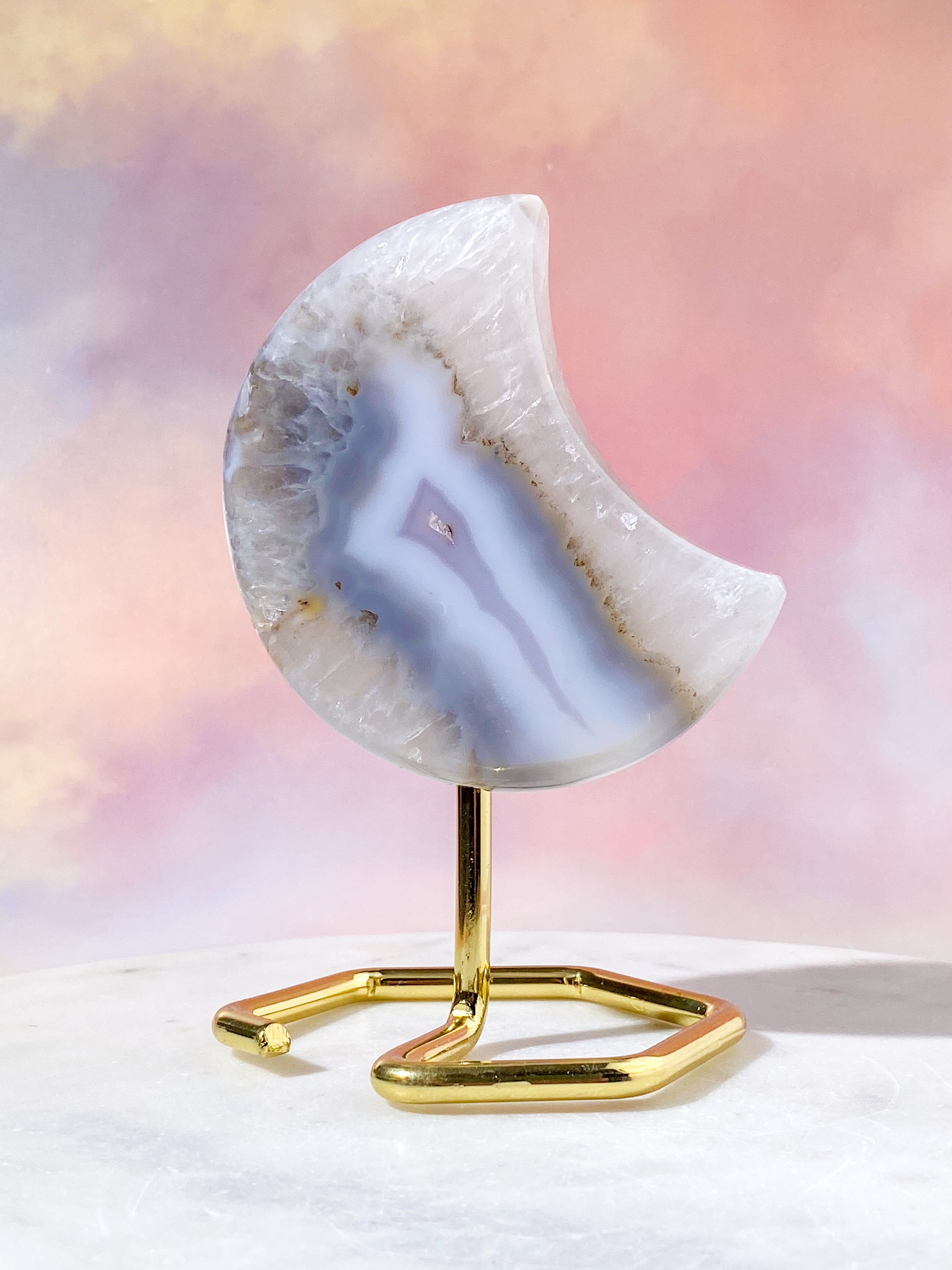 Druzy Agat Måne På fod (Nr. 1)