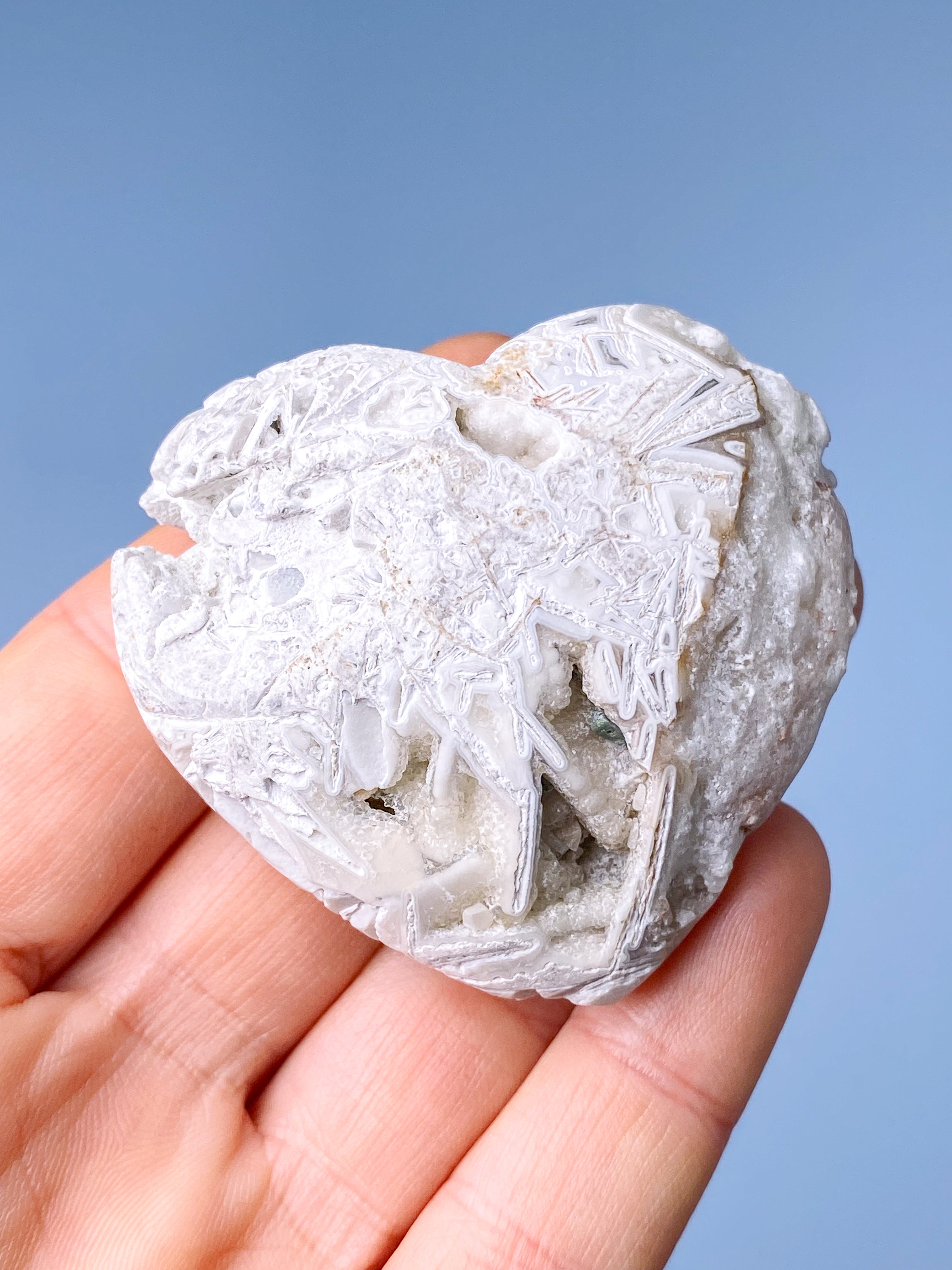 Hvid Mexico Agat Hjerte (Nr. 4)