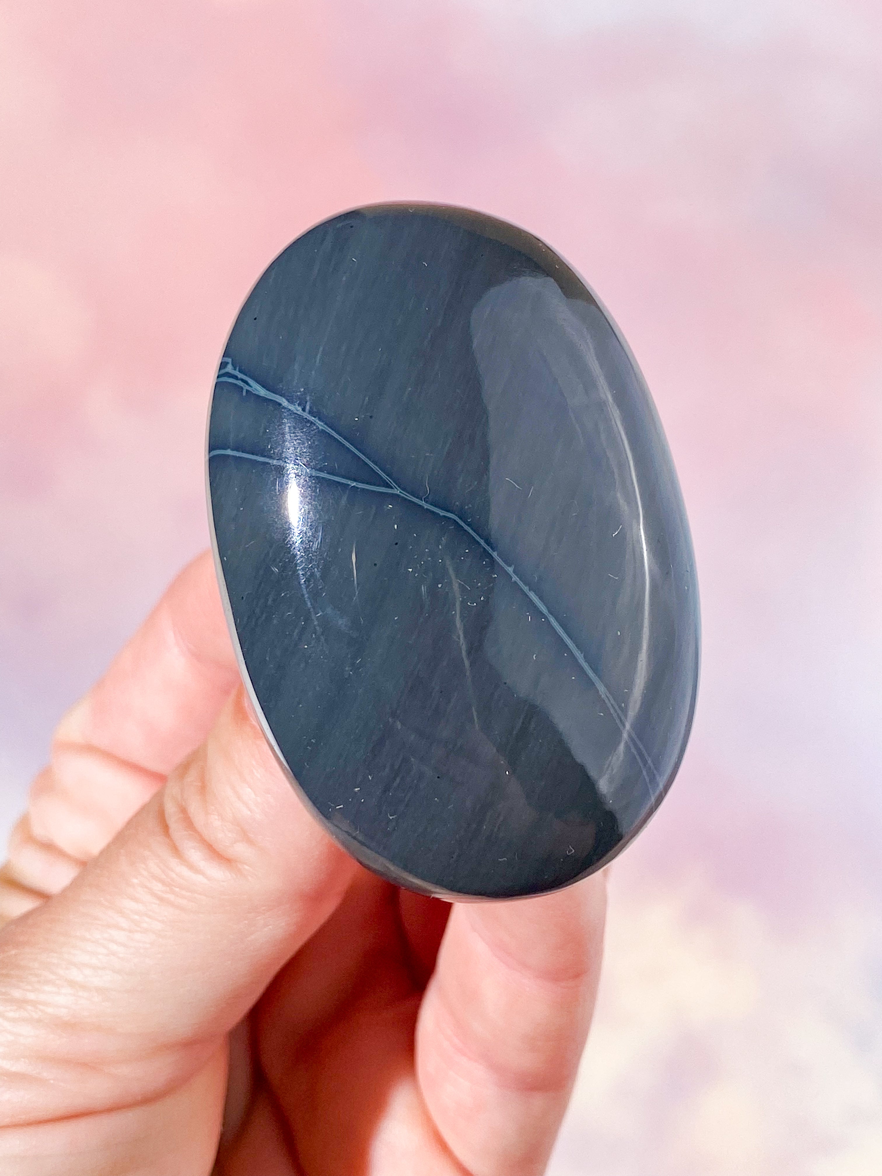 Spiderweb Obsidian Palmstone (Nr. 1)