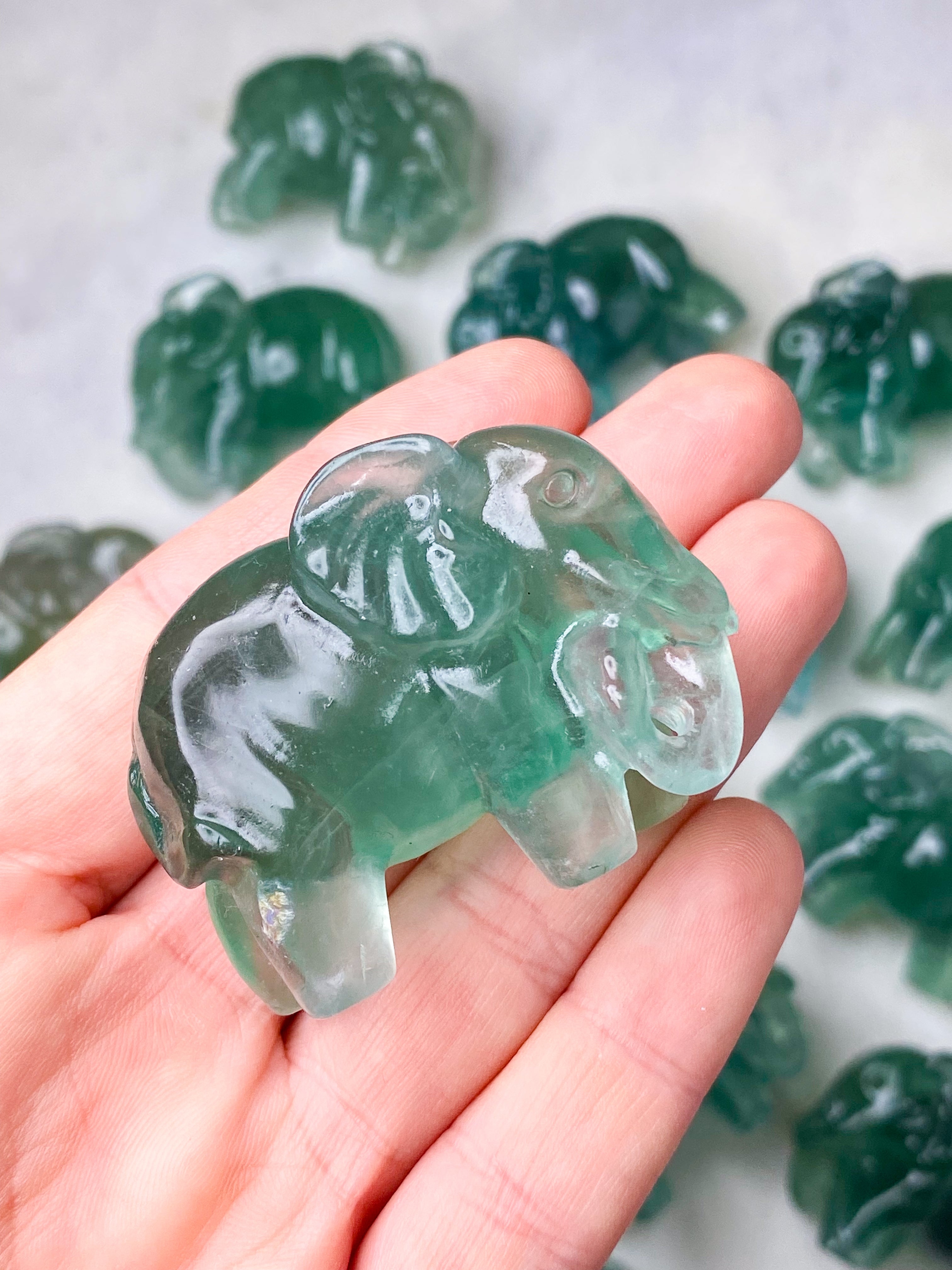 Grøn Fluorit Elefant
