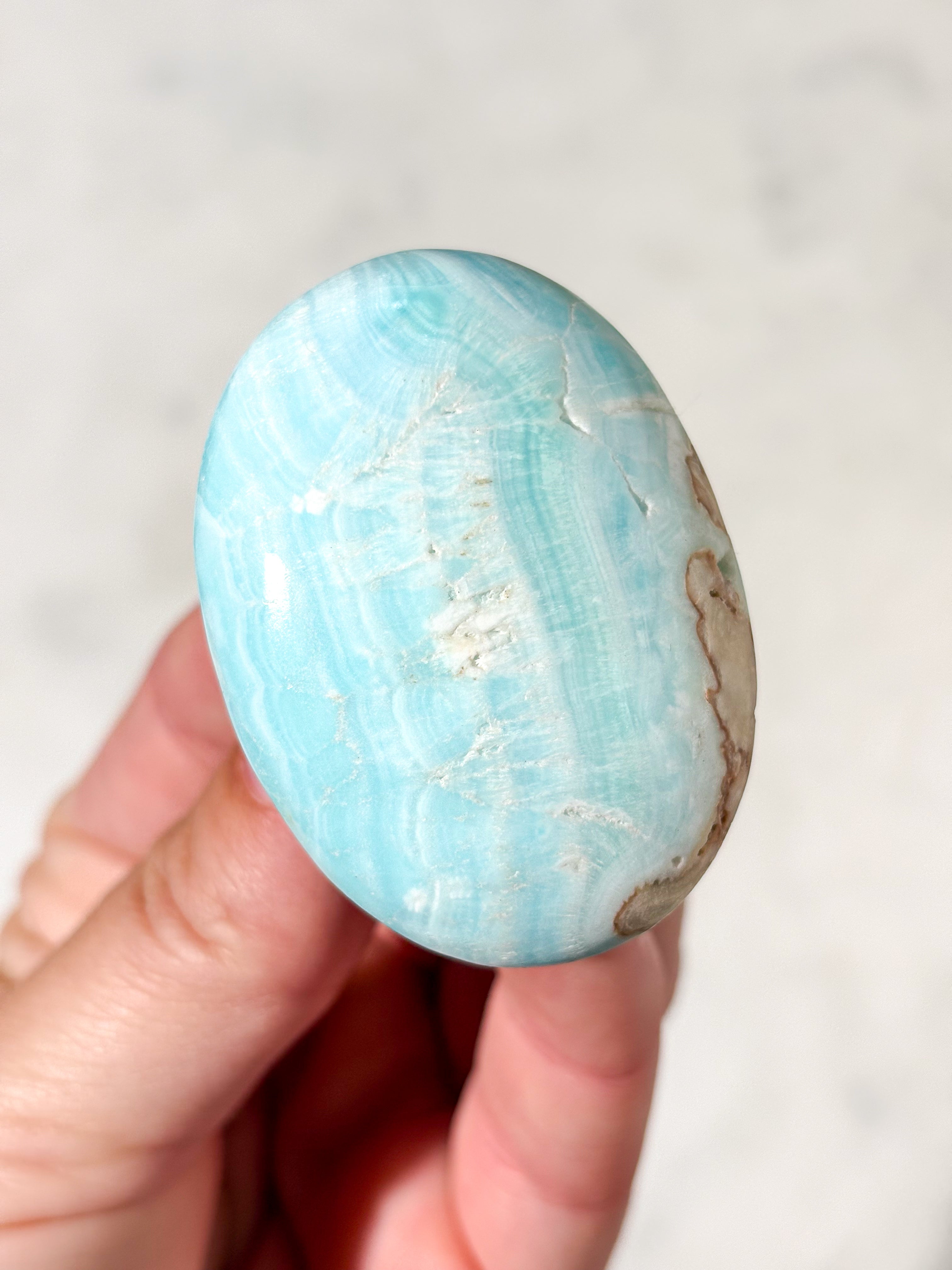 Caribisk Calcit Palmstone (Nr. 3)