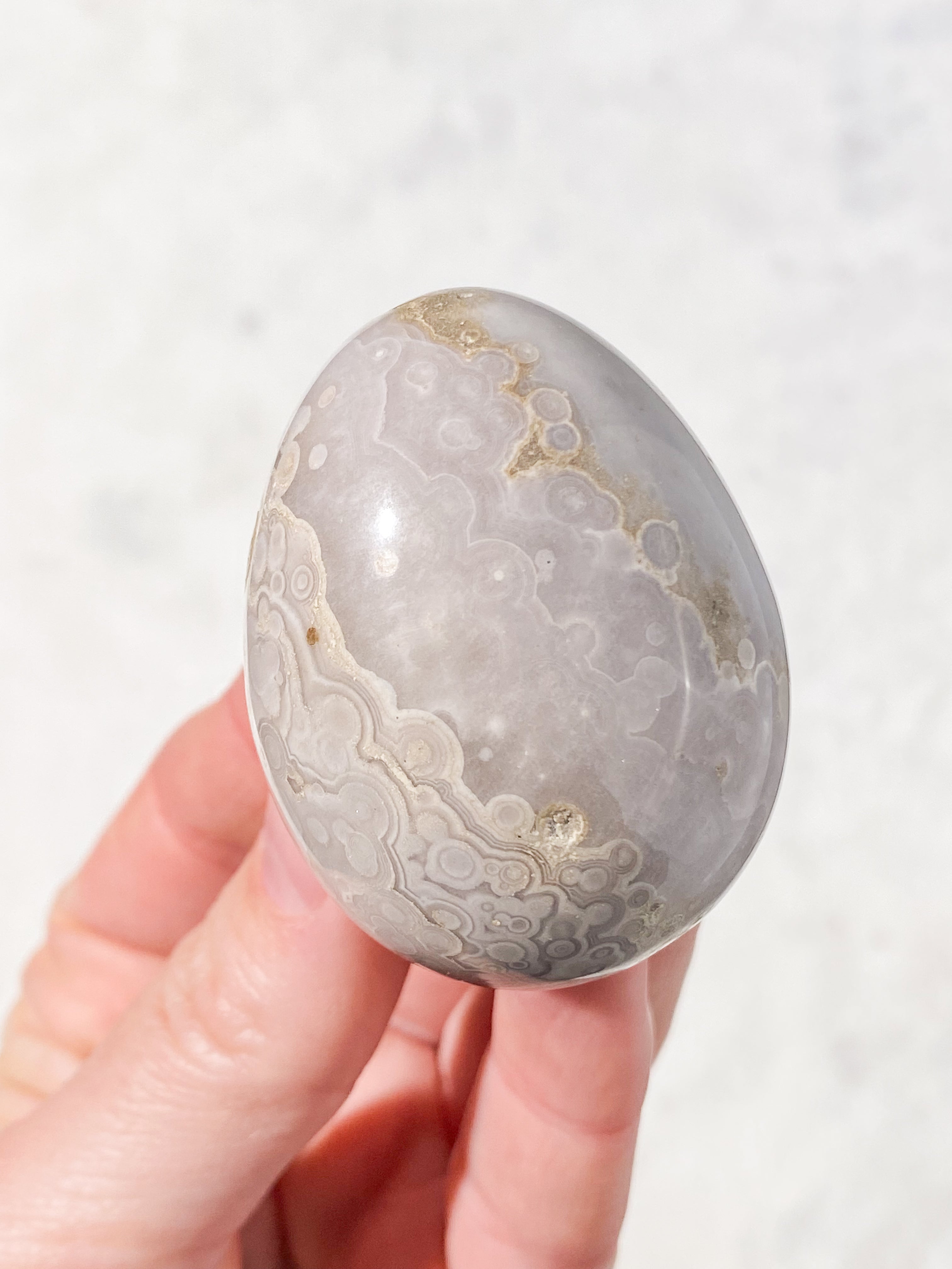 Hvid Ocean Jaspis Æg (Nr. 4)