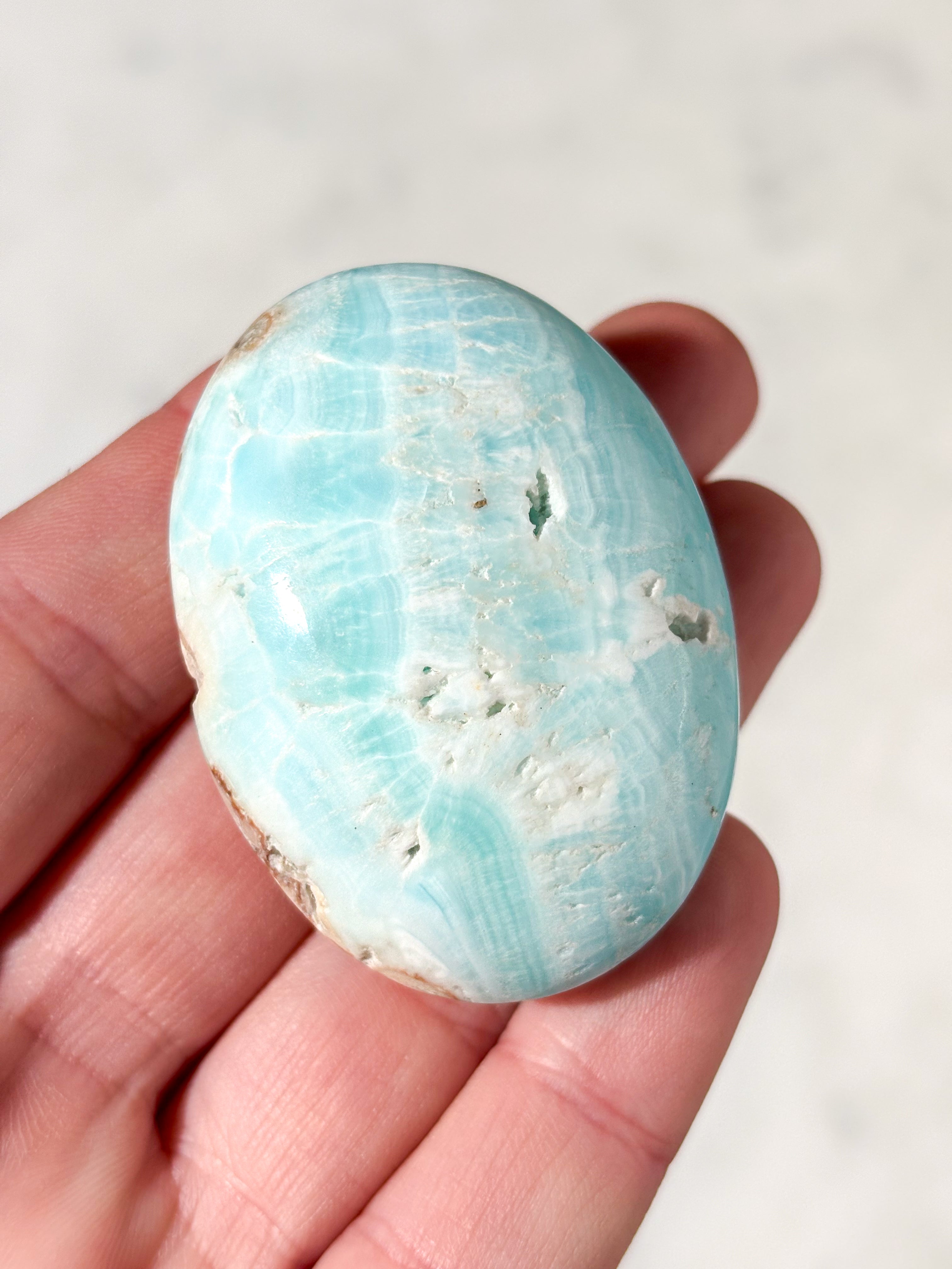 Caribisk Calcit Palmstone (Nr. 3)