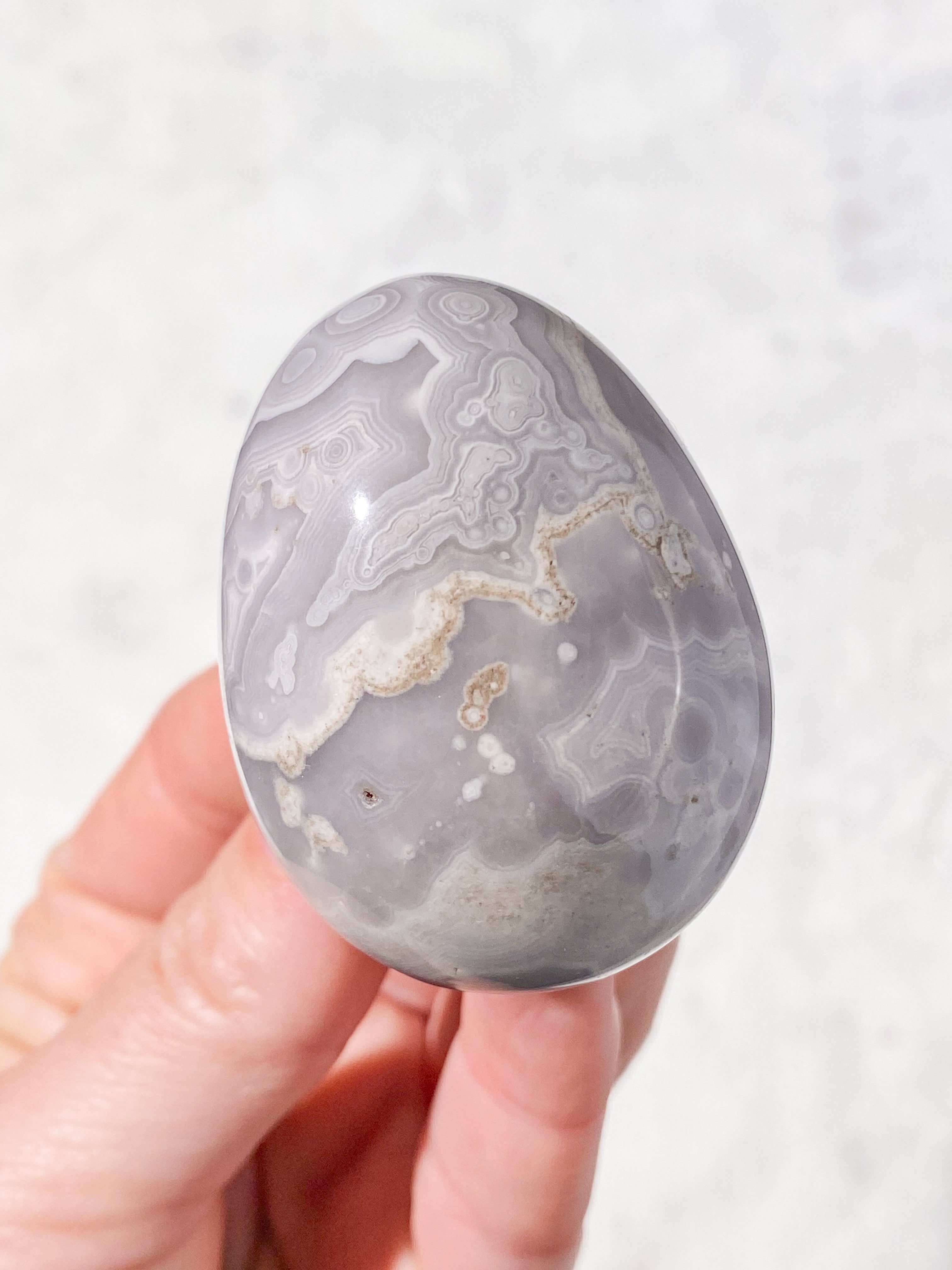 Hvid Ocean Jaspis Æg (Nr. 5)