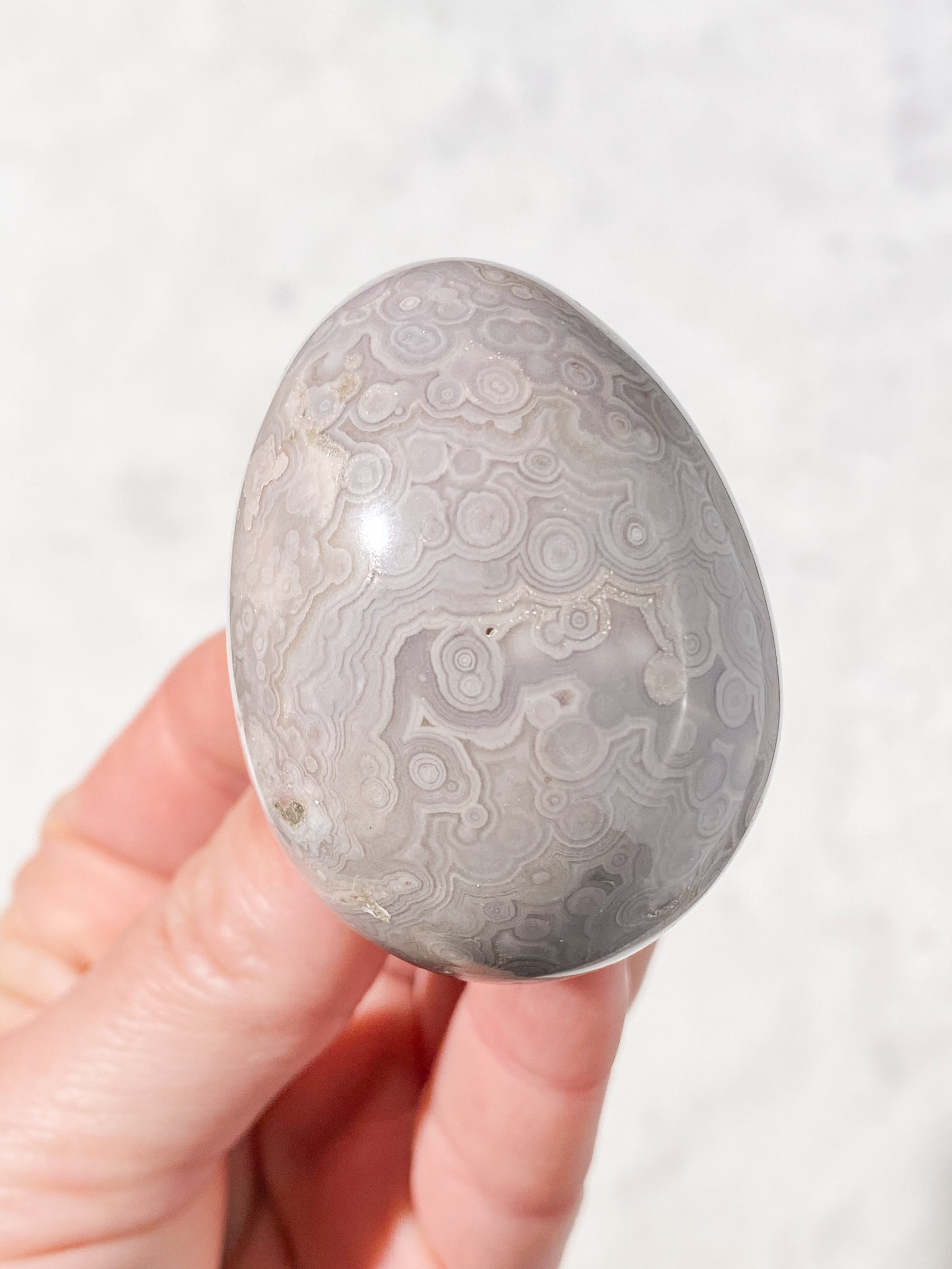 Hvid Ocean Jaspis Æg (Nr. 7)