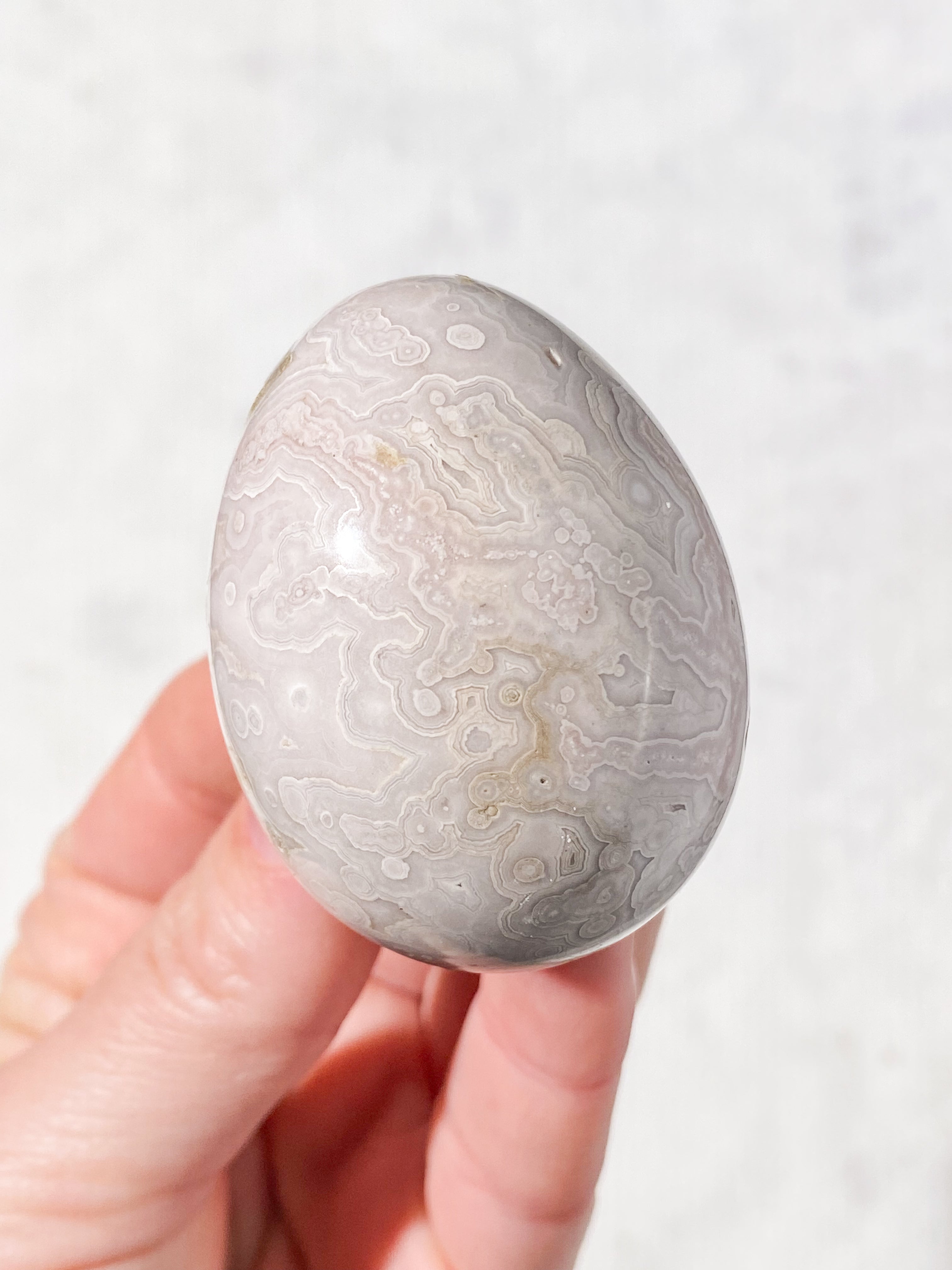 Hvid Ocean Jaspis Æg (Nr. 8)