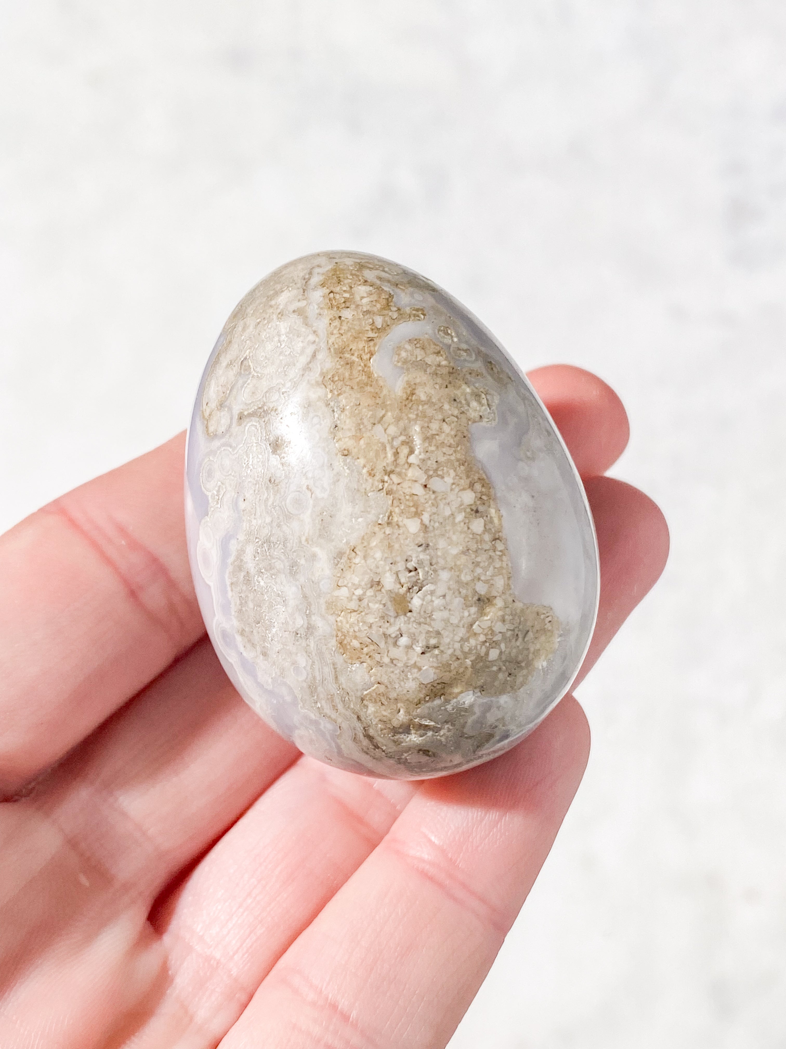 Hvid Ocean Jaspis Æg (Nr. 9)