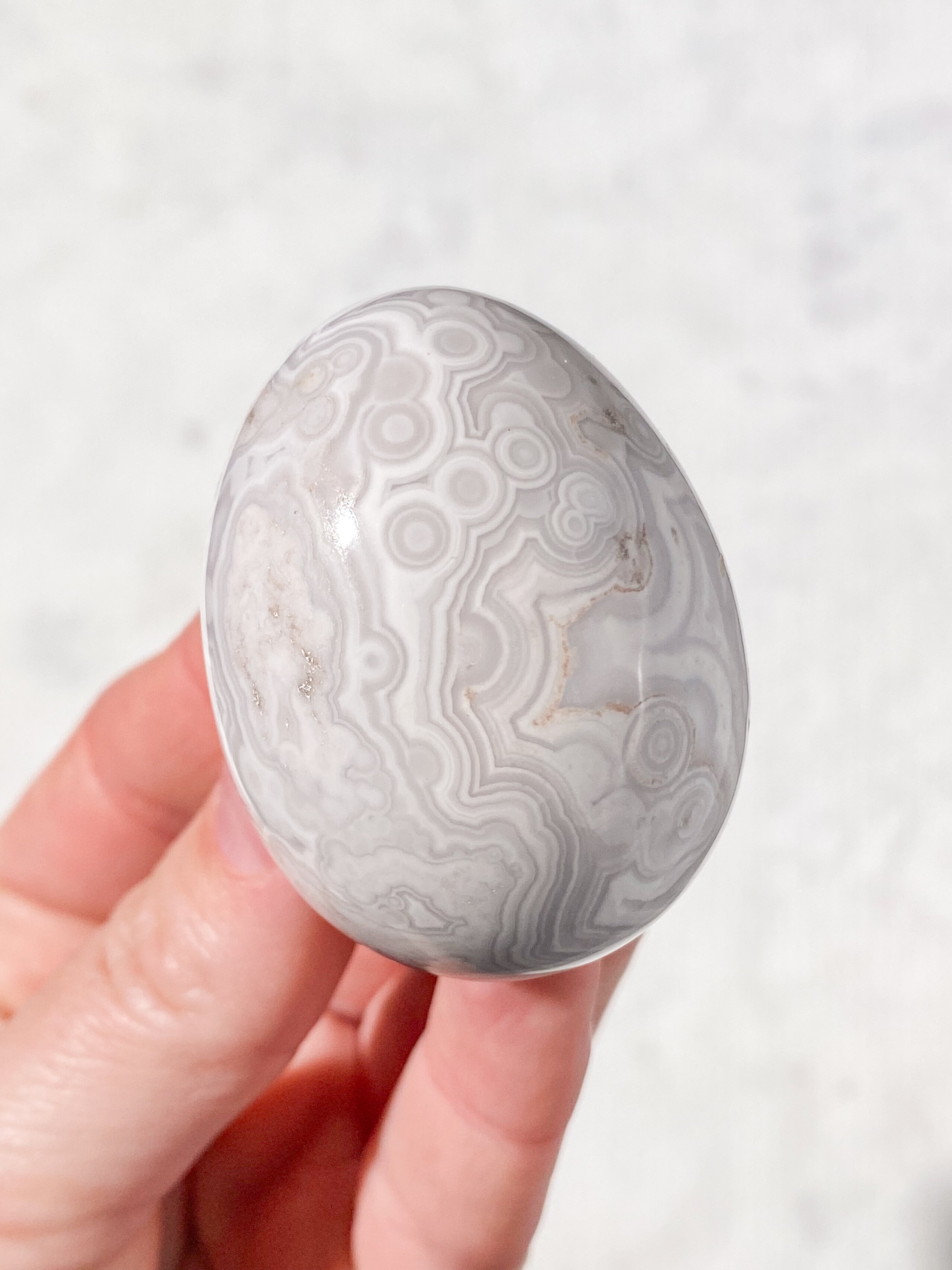Hvid Ocean Jaspis Æg (Nr. 10)