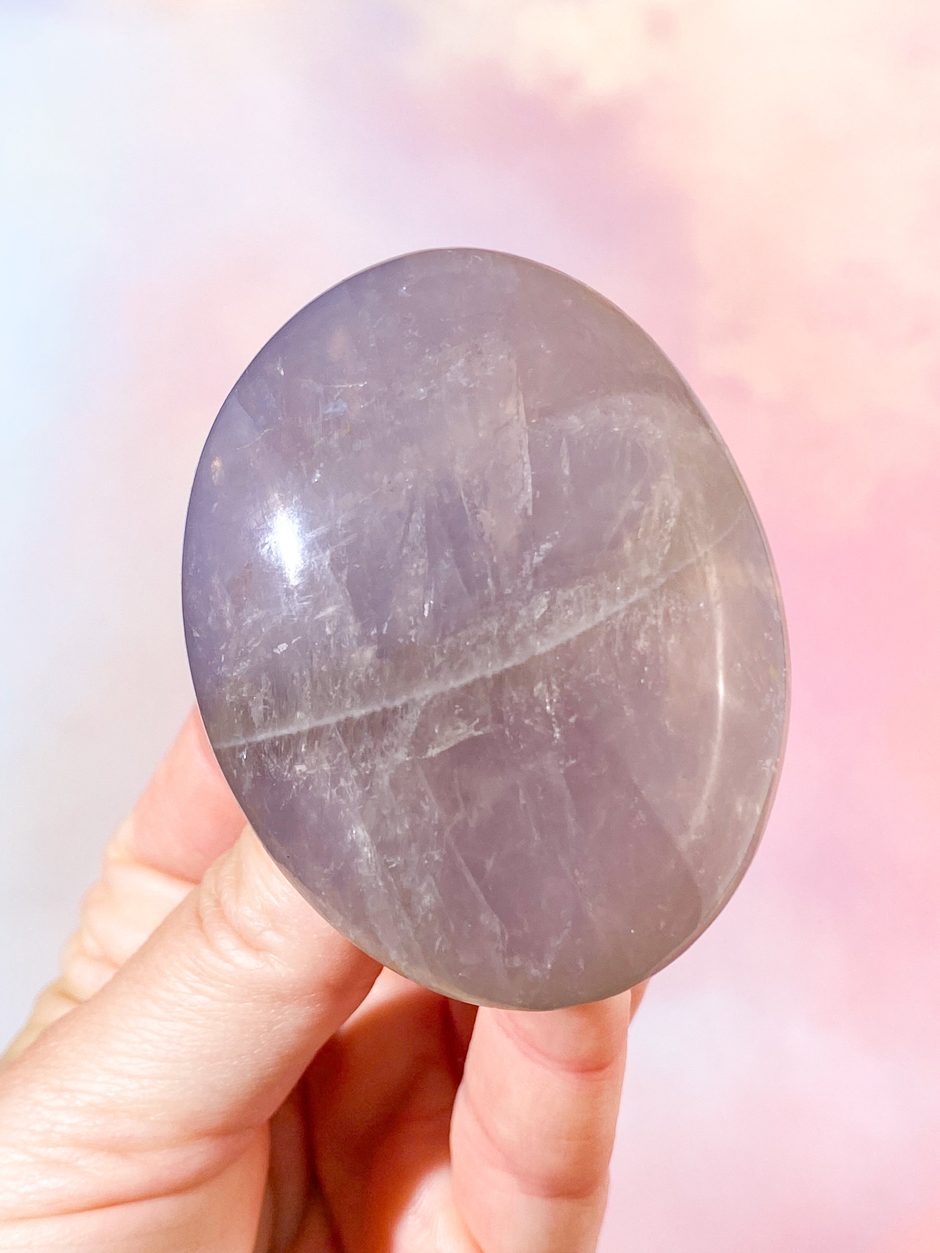 Blå Rosakvarts Palmstone (Nr. 7)