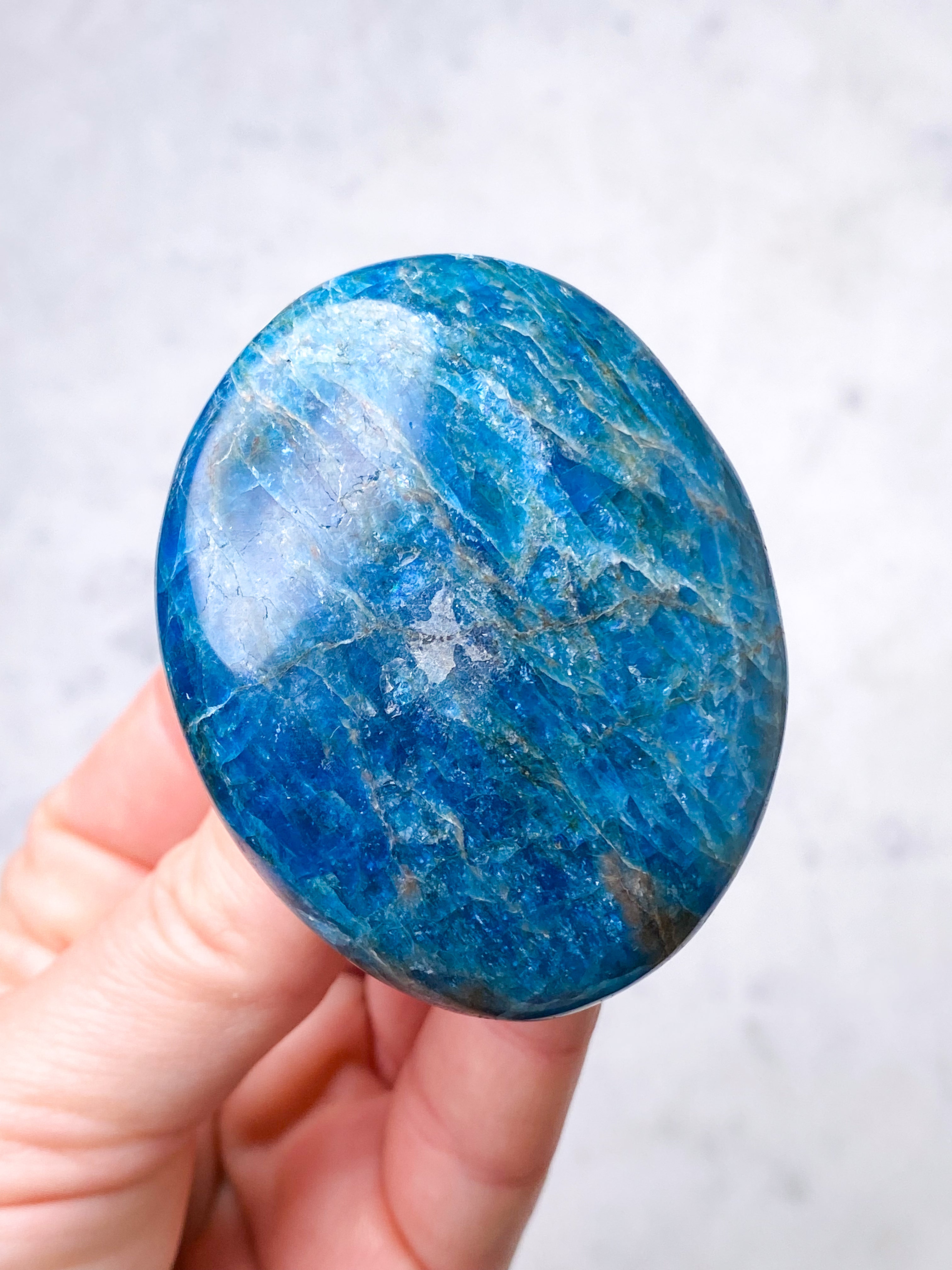 Blå Apatit Palmstone (Nr. 3)