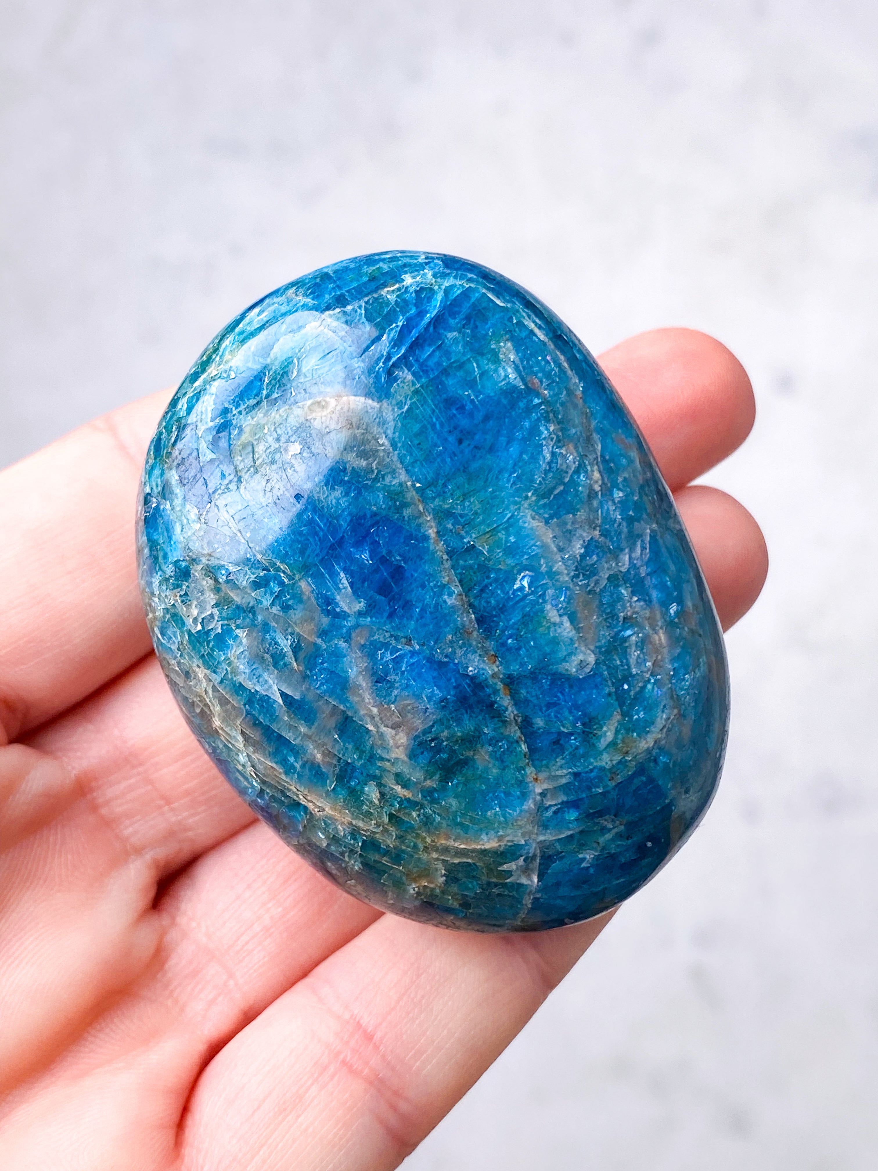 Blå Apatit Palmstone (Nr. 5)