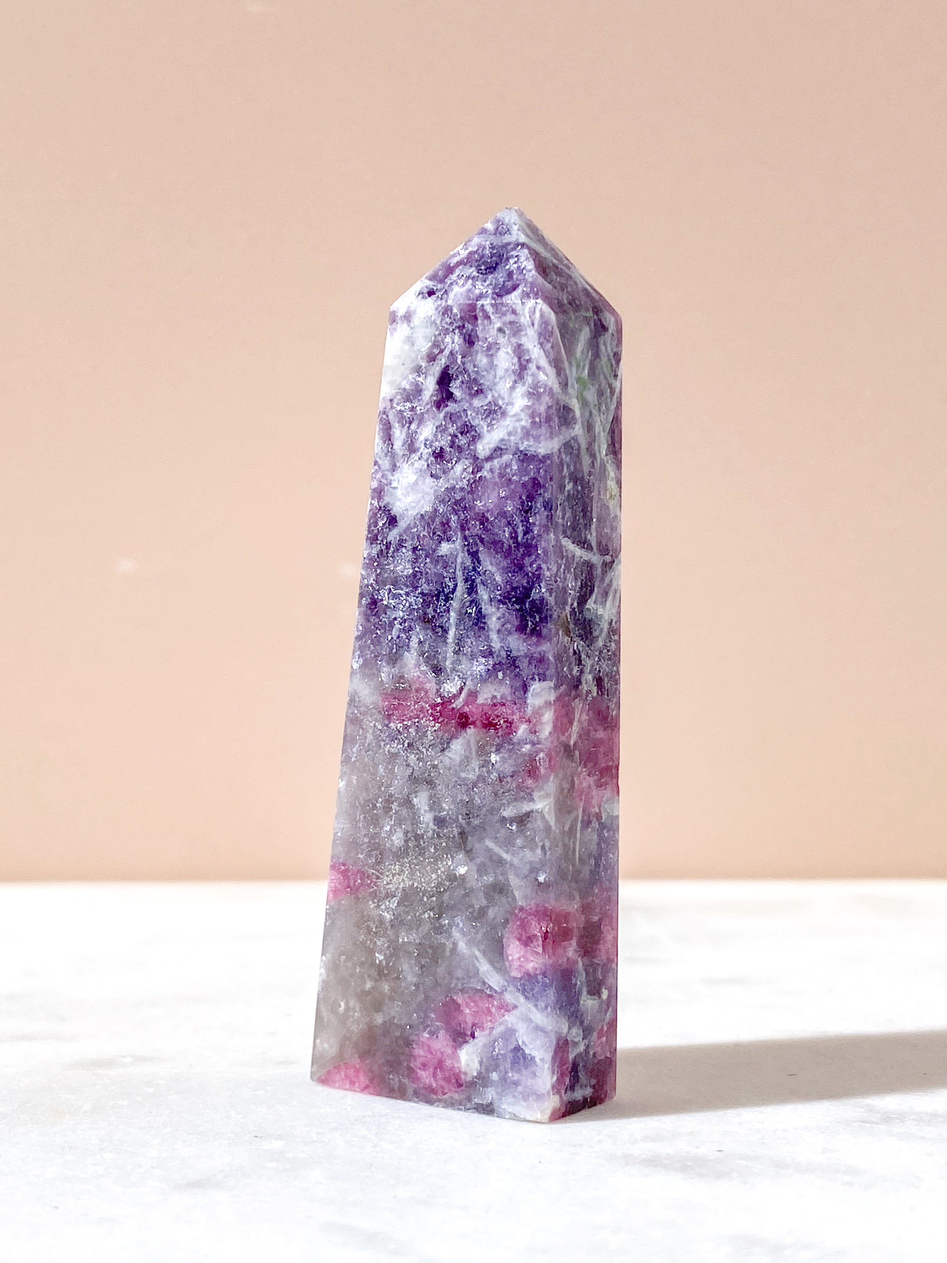 Pink Turmalin & Lepidolit Tårn (Nr. 10) Unicorn Stone