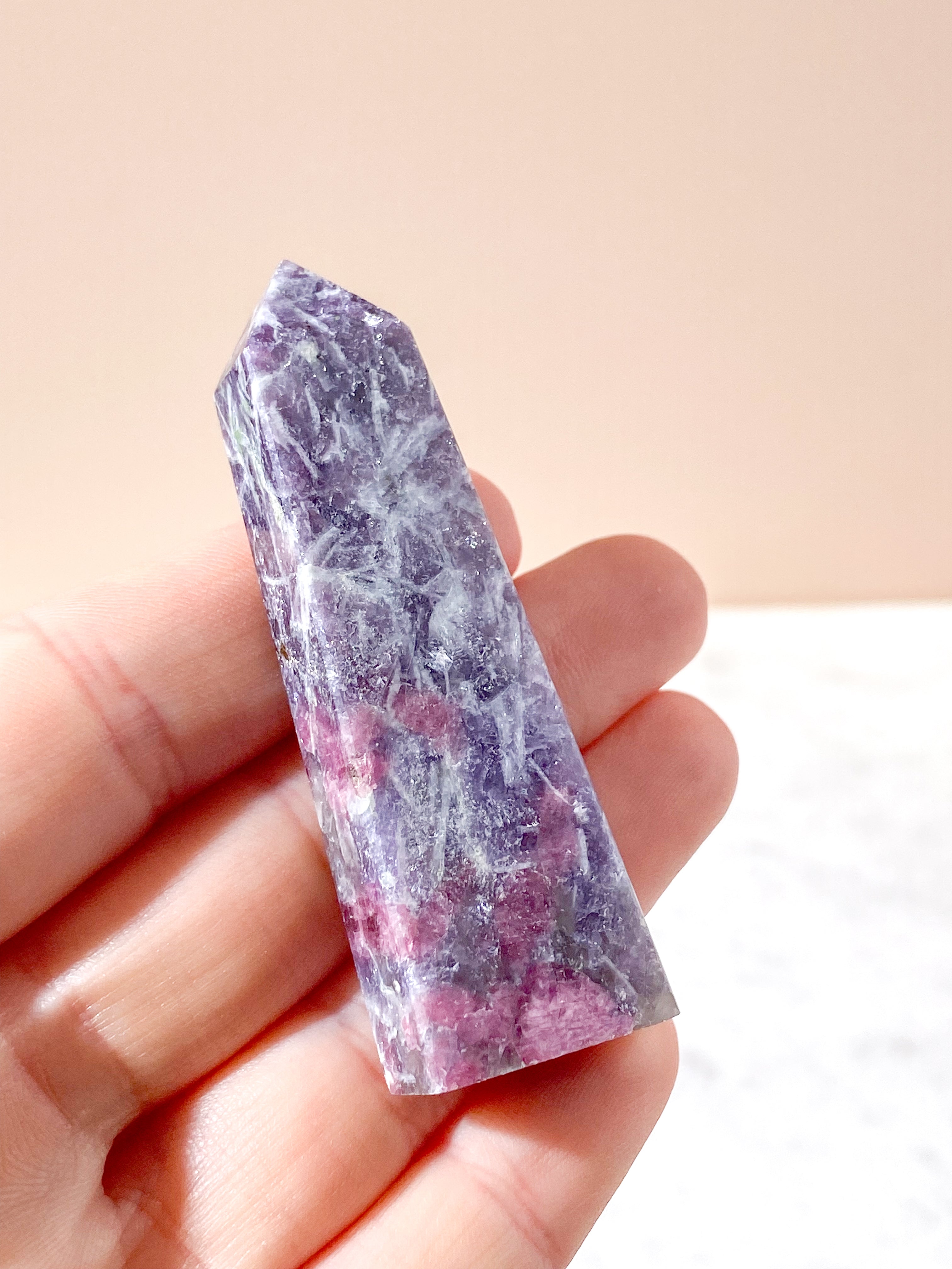 Pink Turmalin & Lepidolit Tårn (Nr. 10) Unicorn Stone