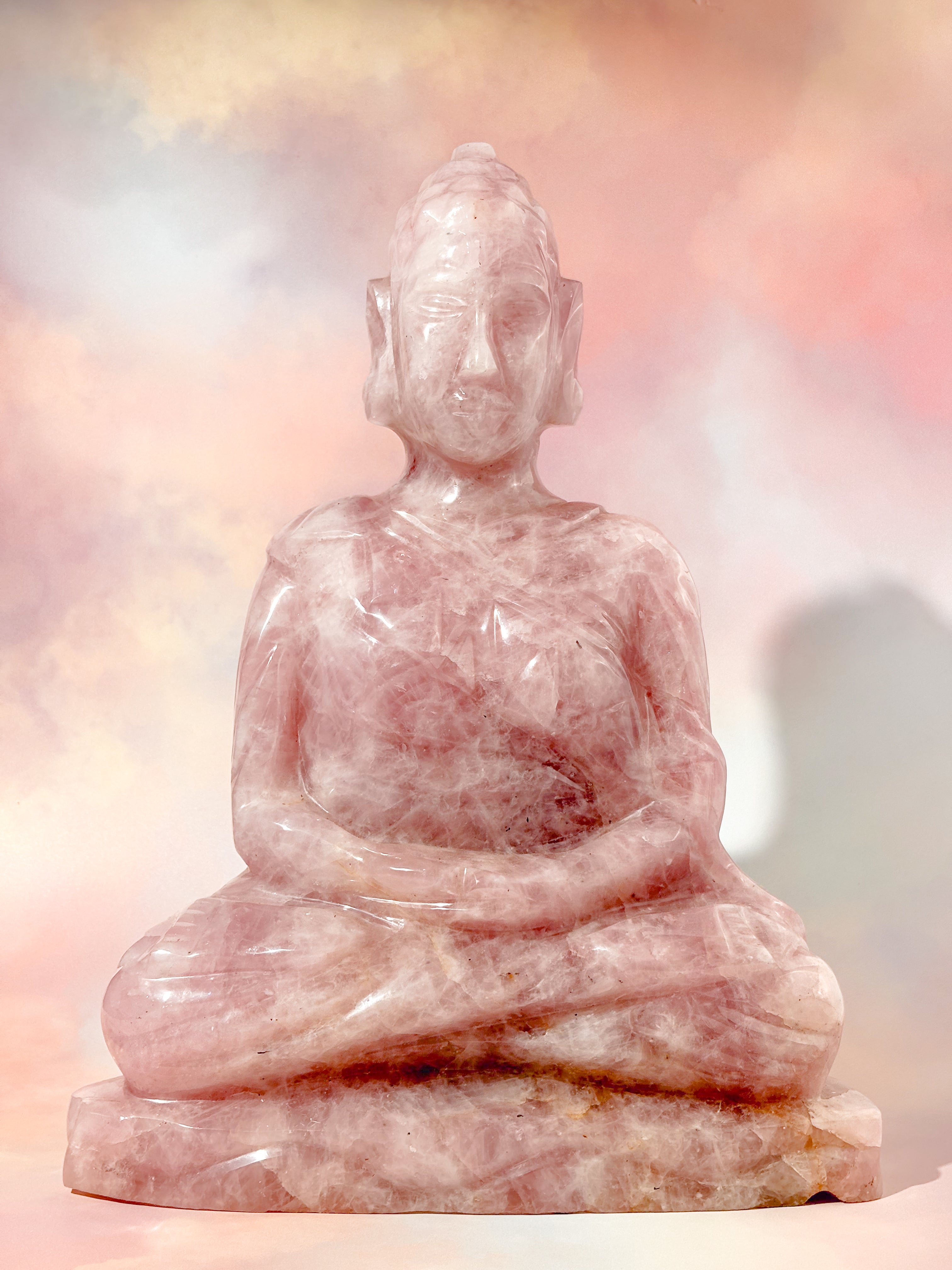 Kæmpe Rosakvarts Buddha (Nr. 1)