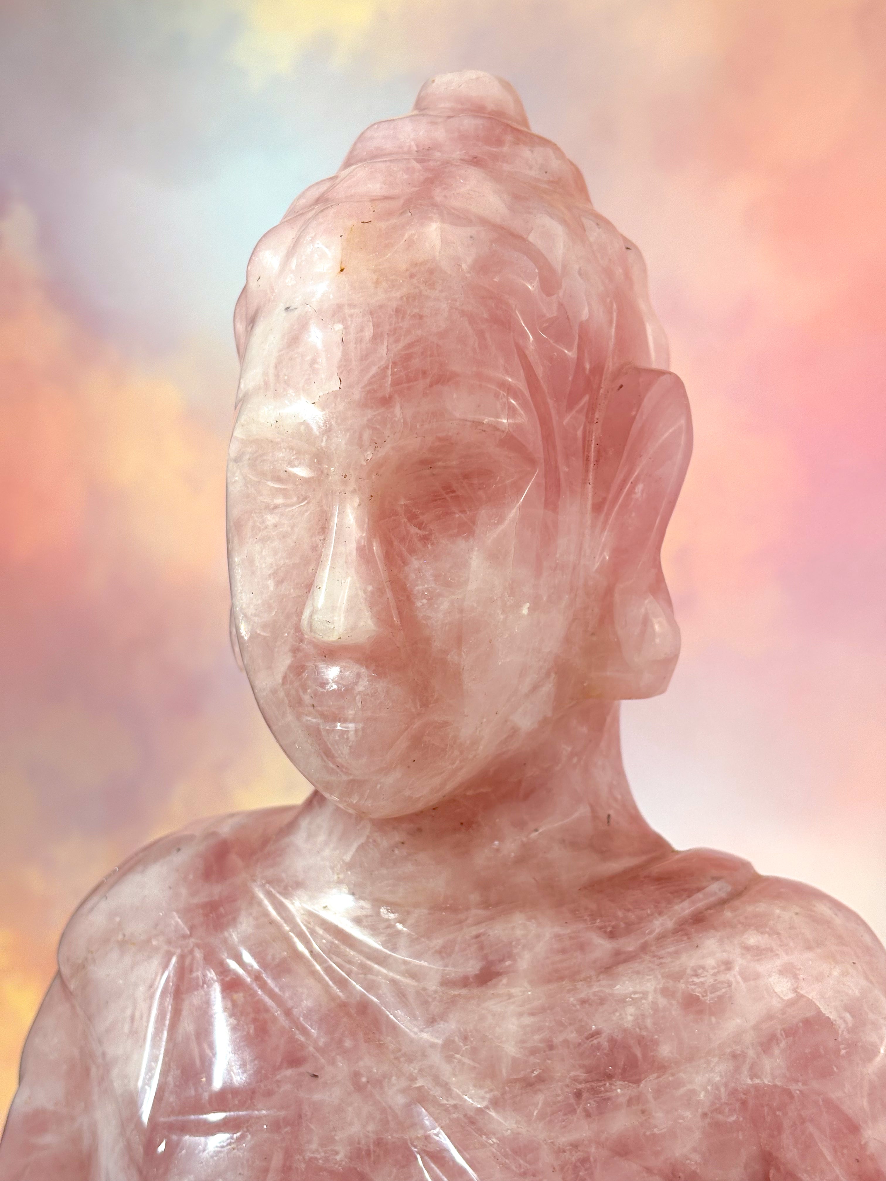 Kæmpe Rosakvarts Buddha (Nr. 1)