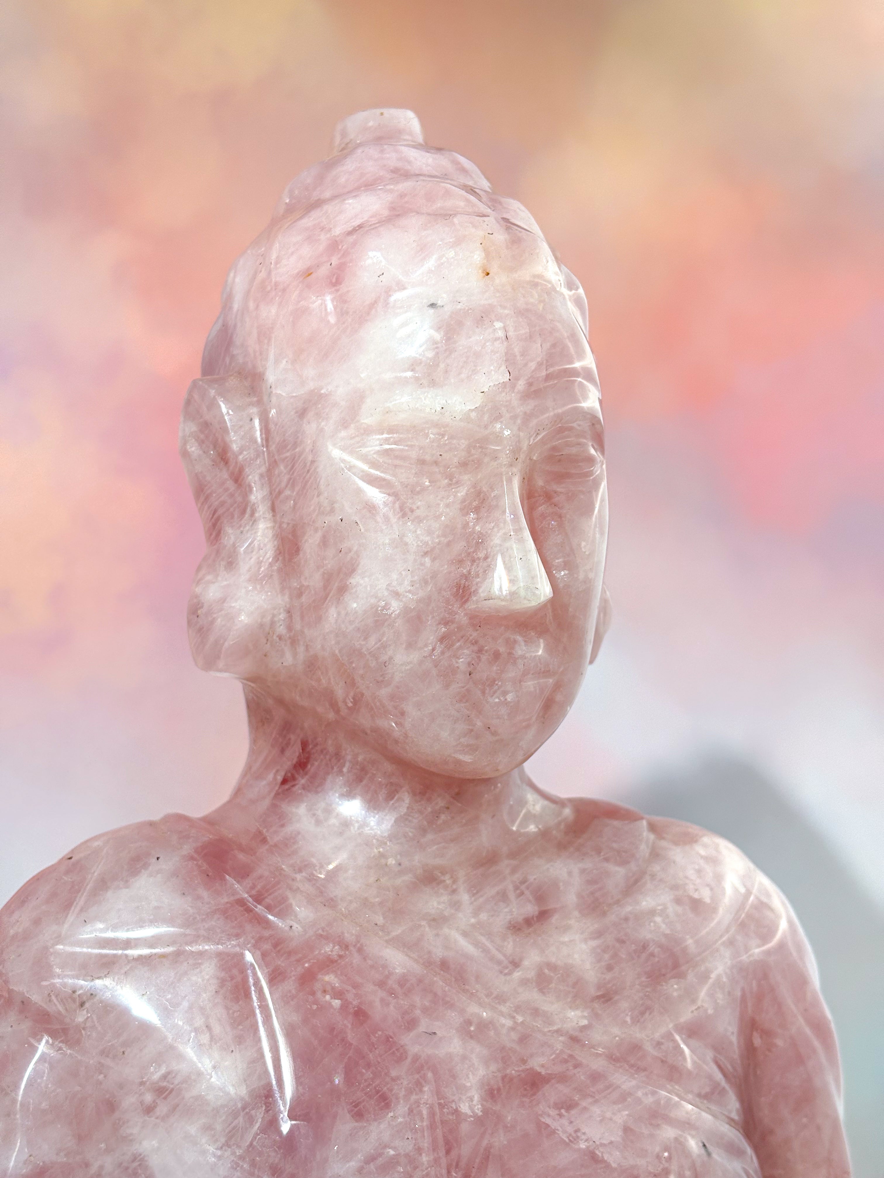 Kæmpe Rosakvarts Buddha (Nr. 1)