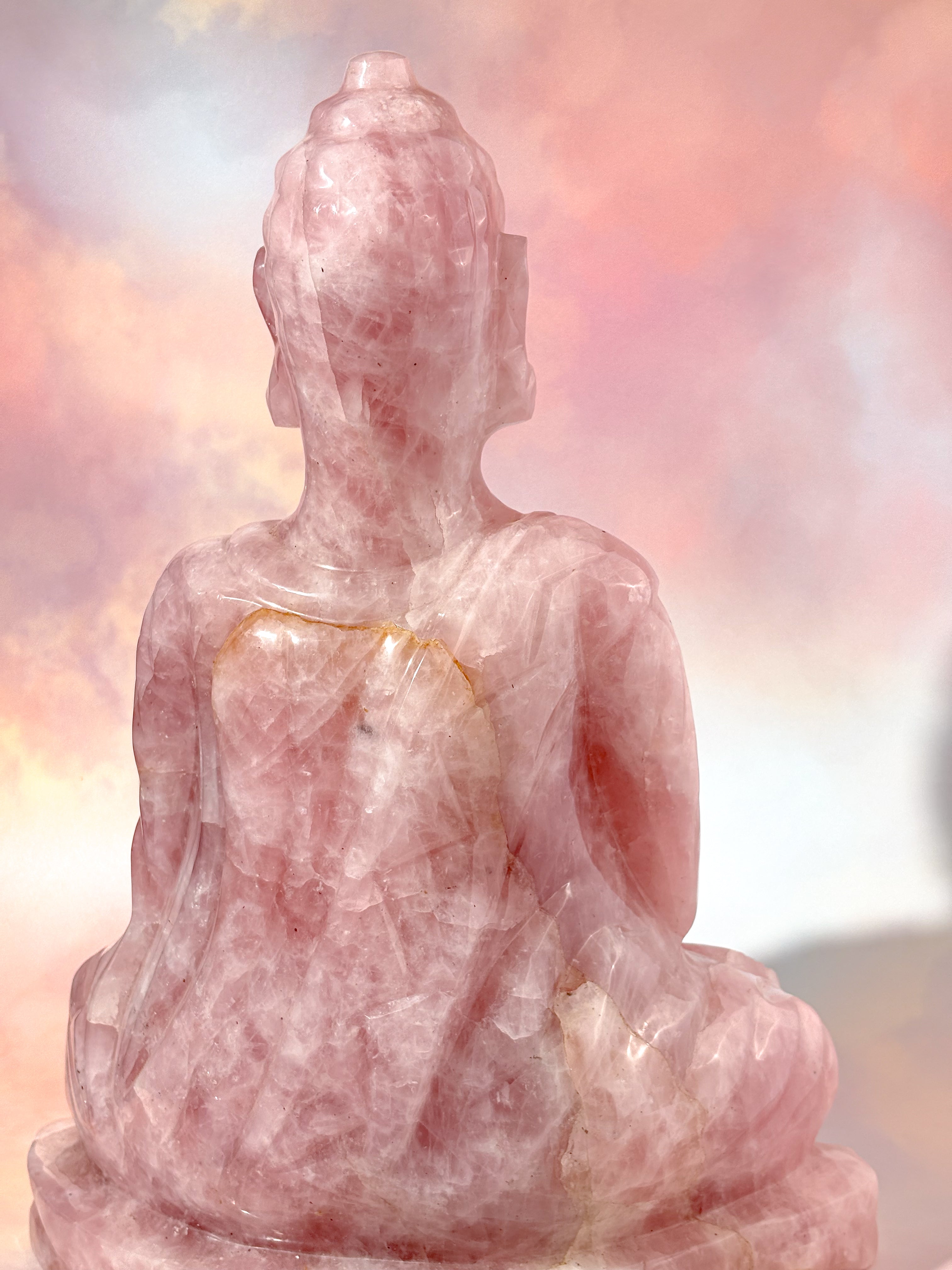 Kæmpe Rosakvarts Buddha (Nr. 1)