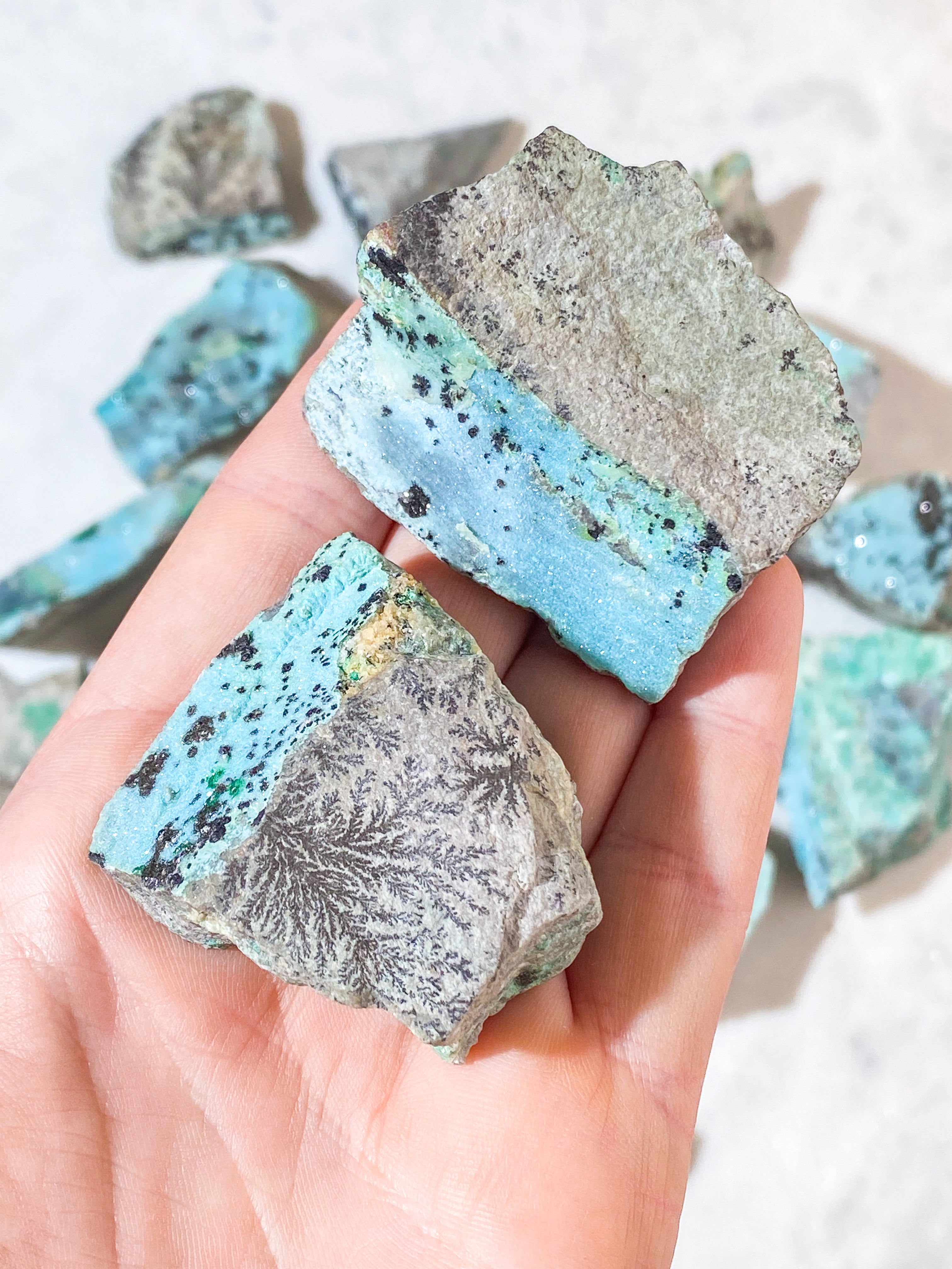 Rå Dendrit Chrysocolla