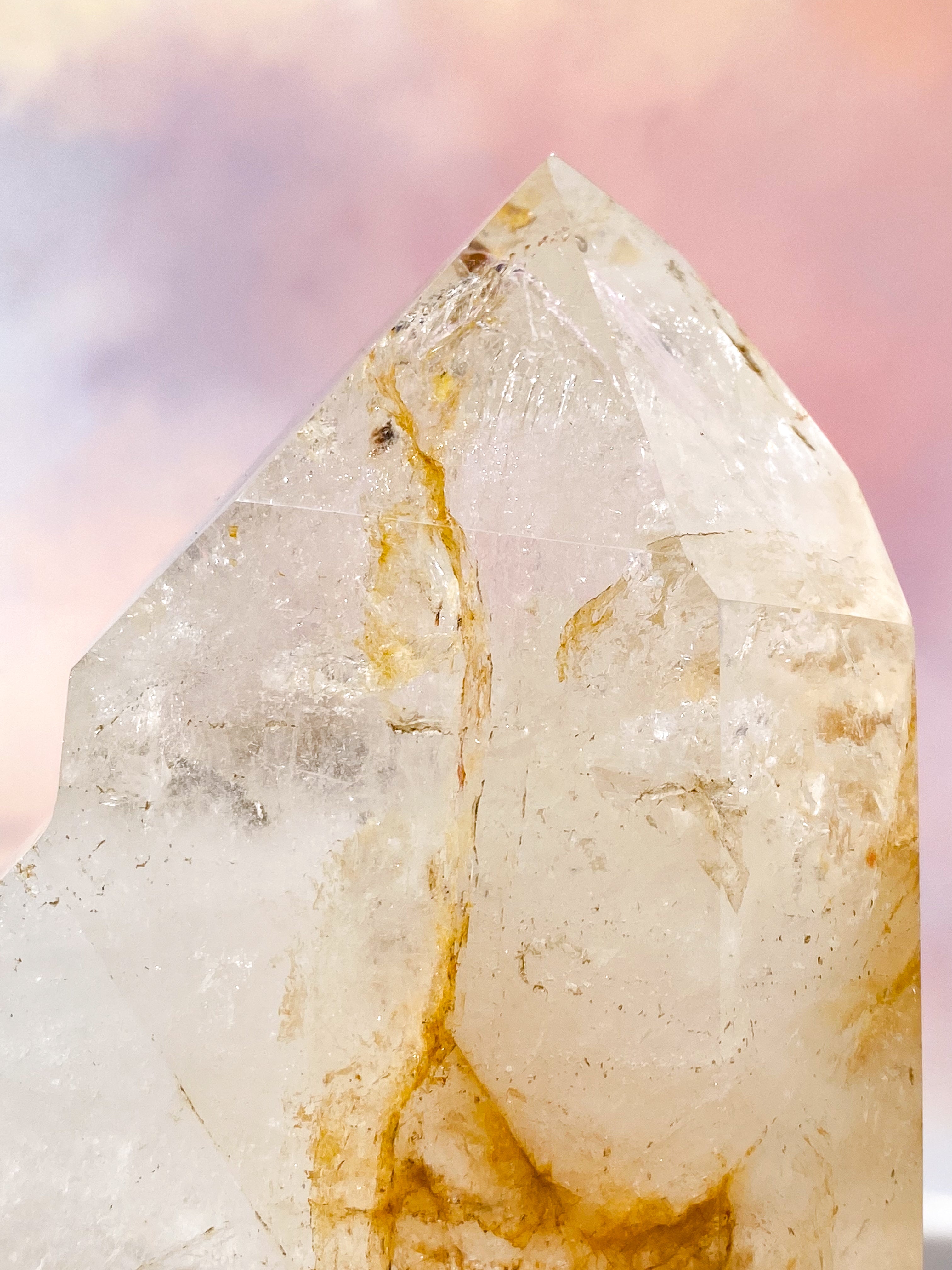 Stort Enhydro Golden Bergkristalltorn (Nr. 4) Exklusiv Kvalitet