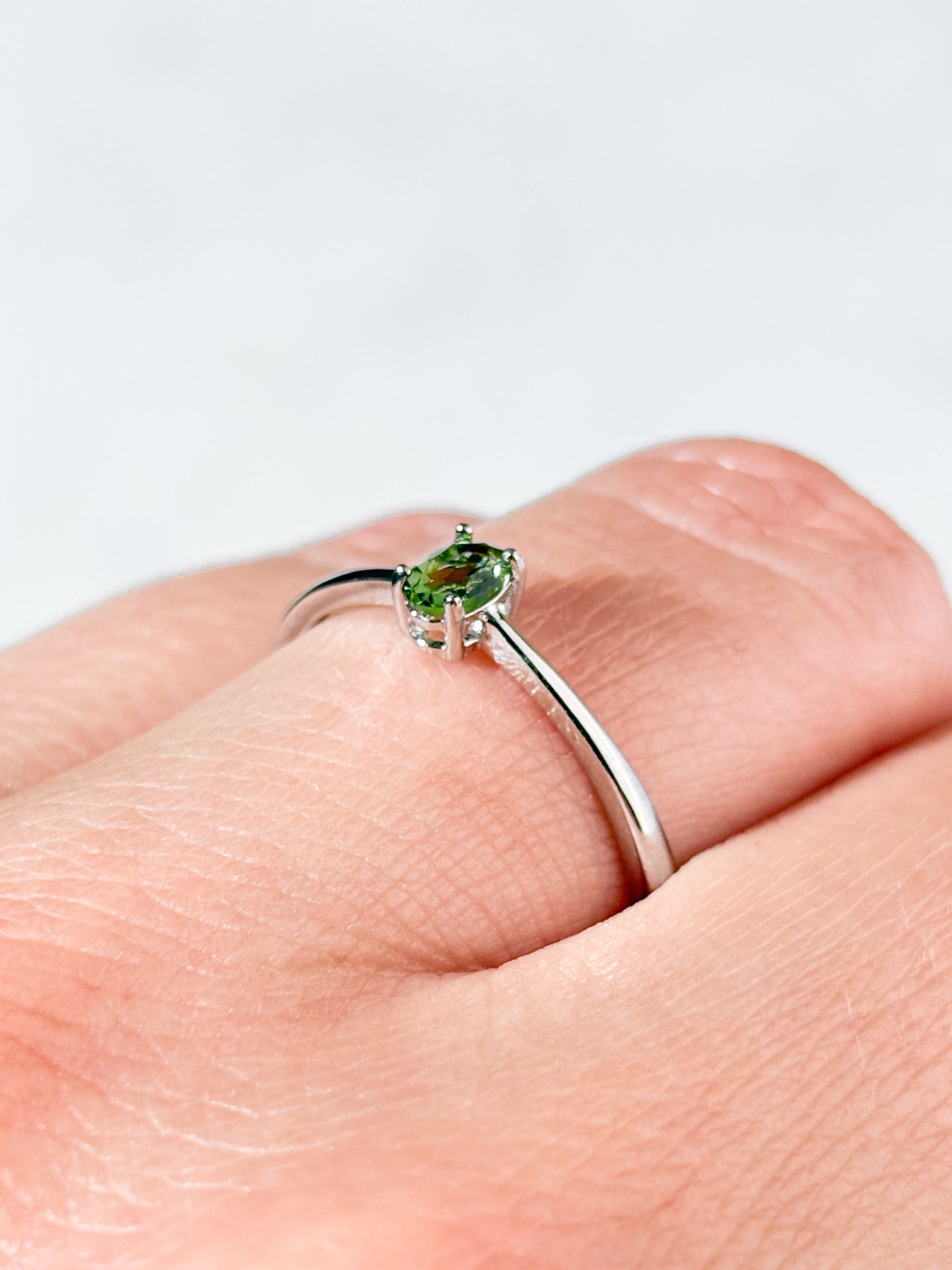 Moldavit Facet Ring