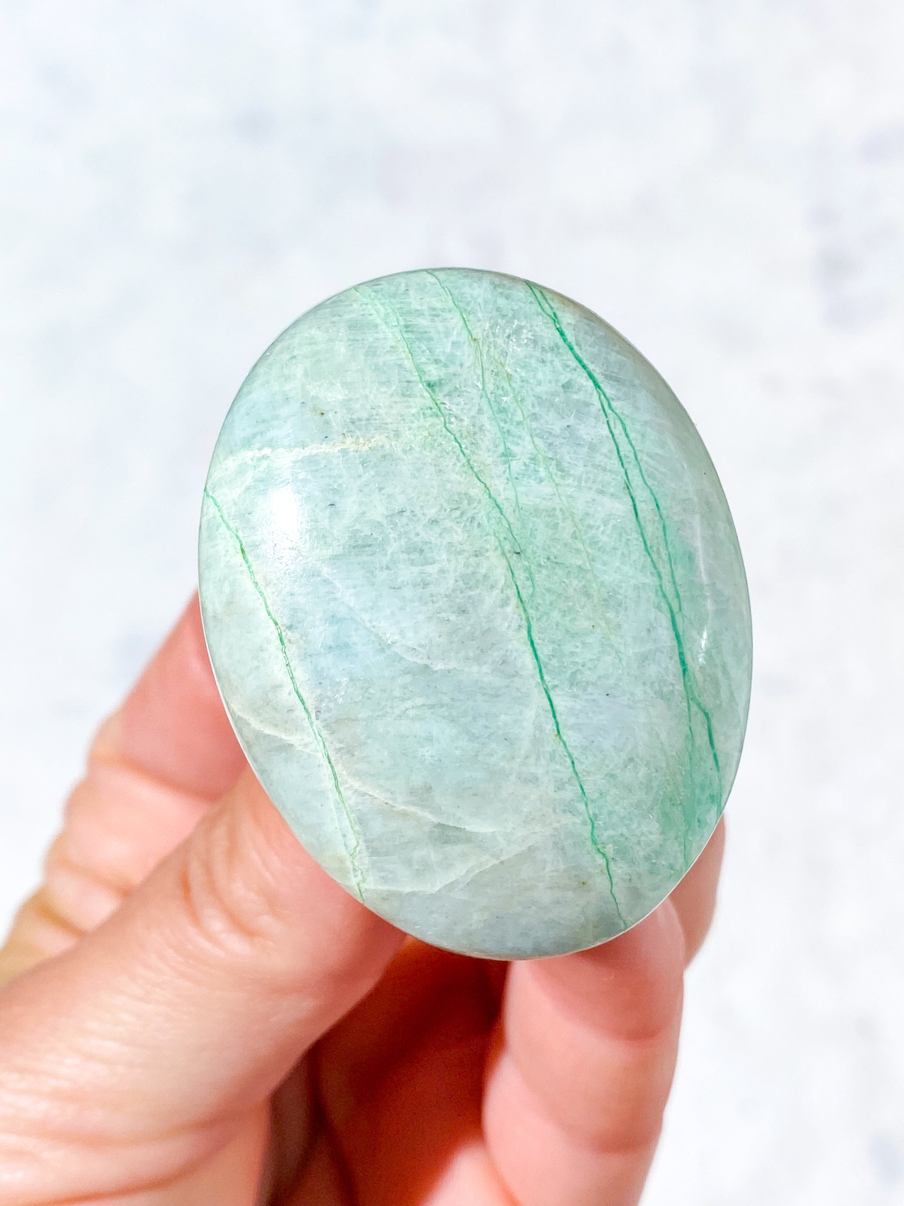 Grøn Månesten (Garnierit) Palmstone (Nr. 2)
